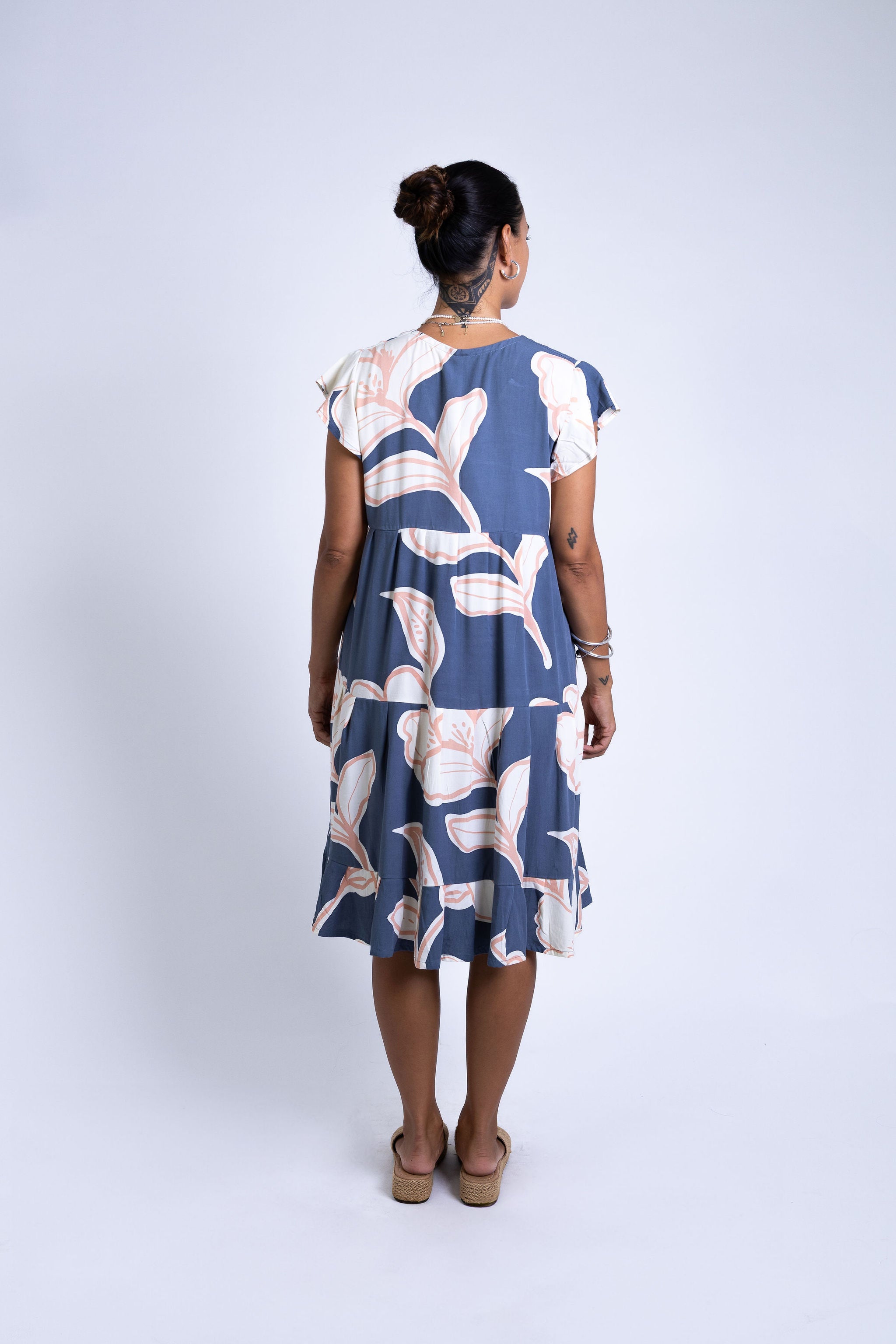 Navy Rara Tia V Neck Dress