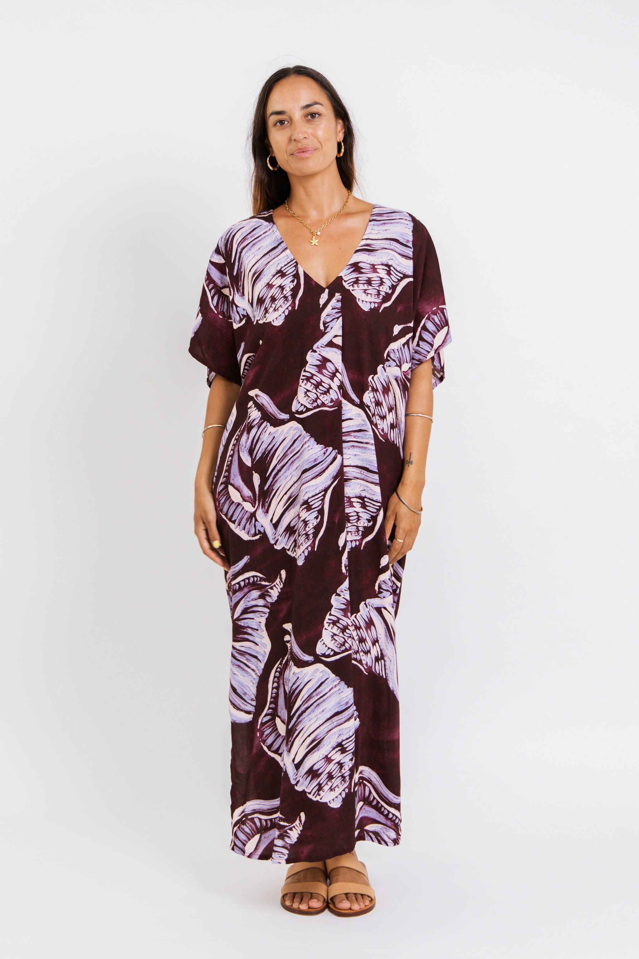 Burgundy Conch Shell Mana Kaftan