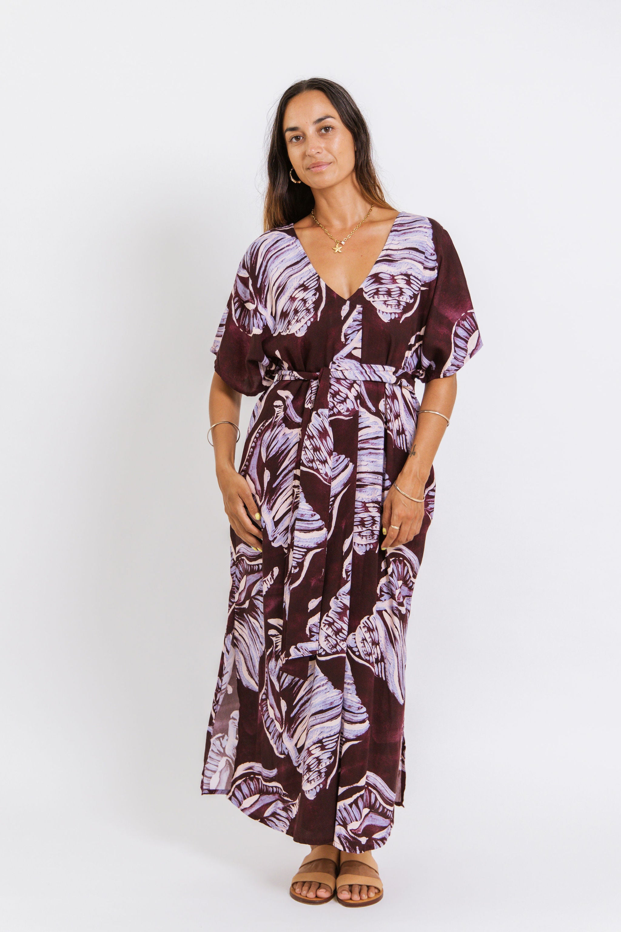 Burgundy Conch Shell Mana Kaftan