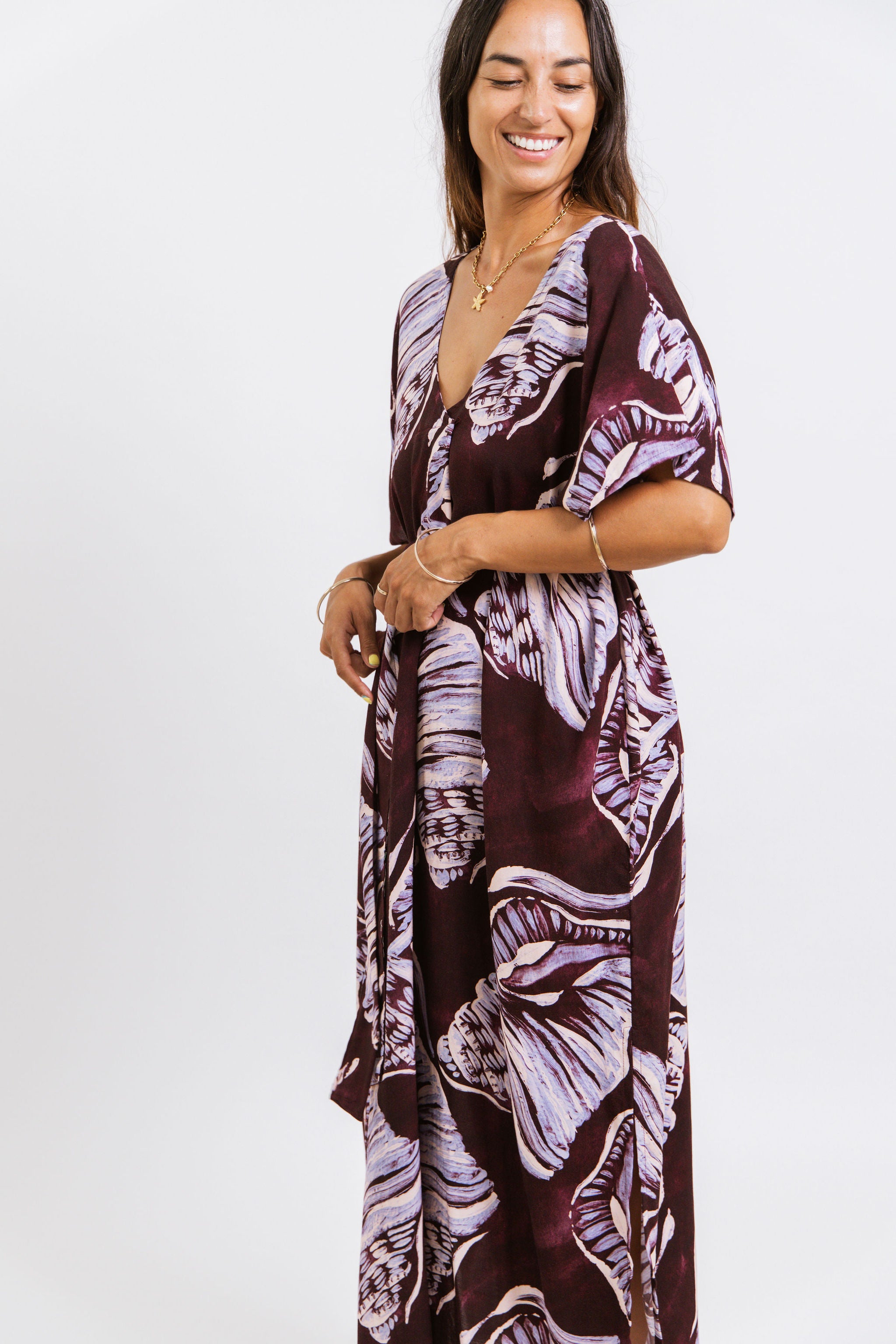 Burgundy Conch Shell Mana Kaftan
