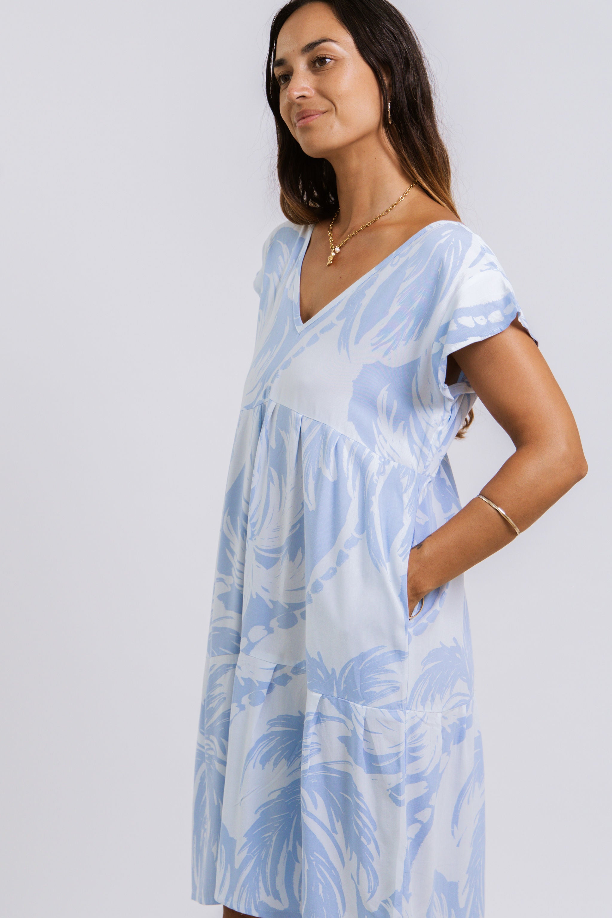 Blue Coconut Swell Pauline V Neck Dress