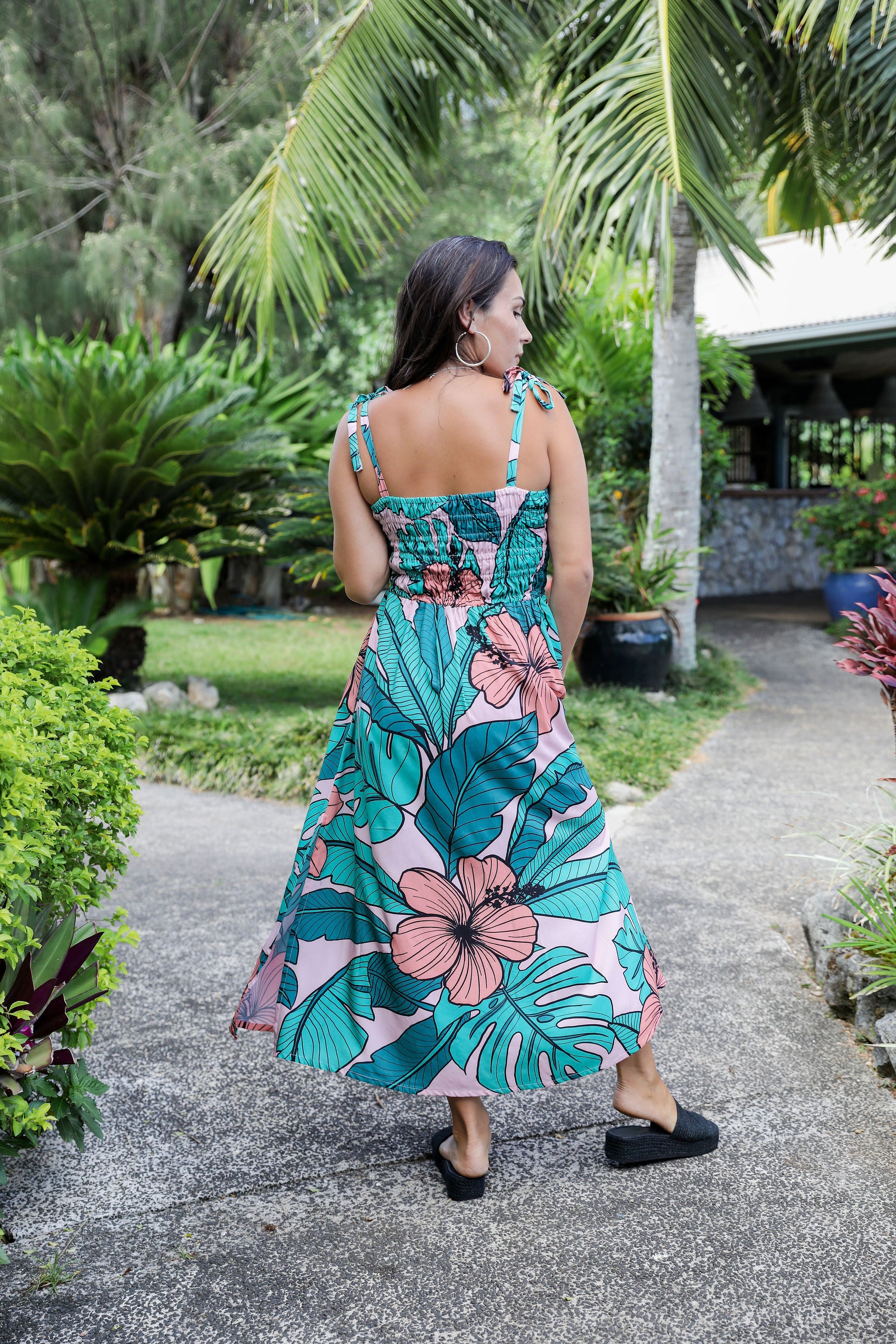 Red Hibiscus Chloe Midi Dress