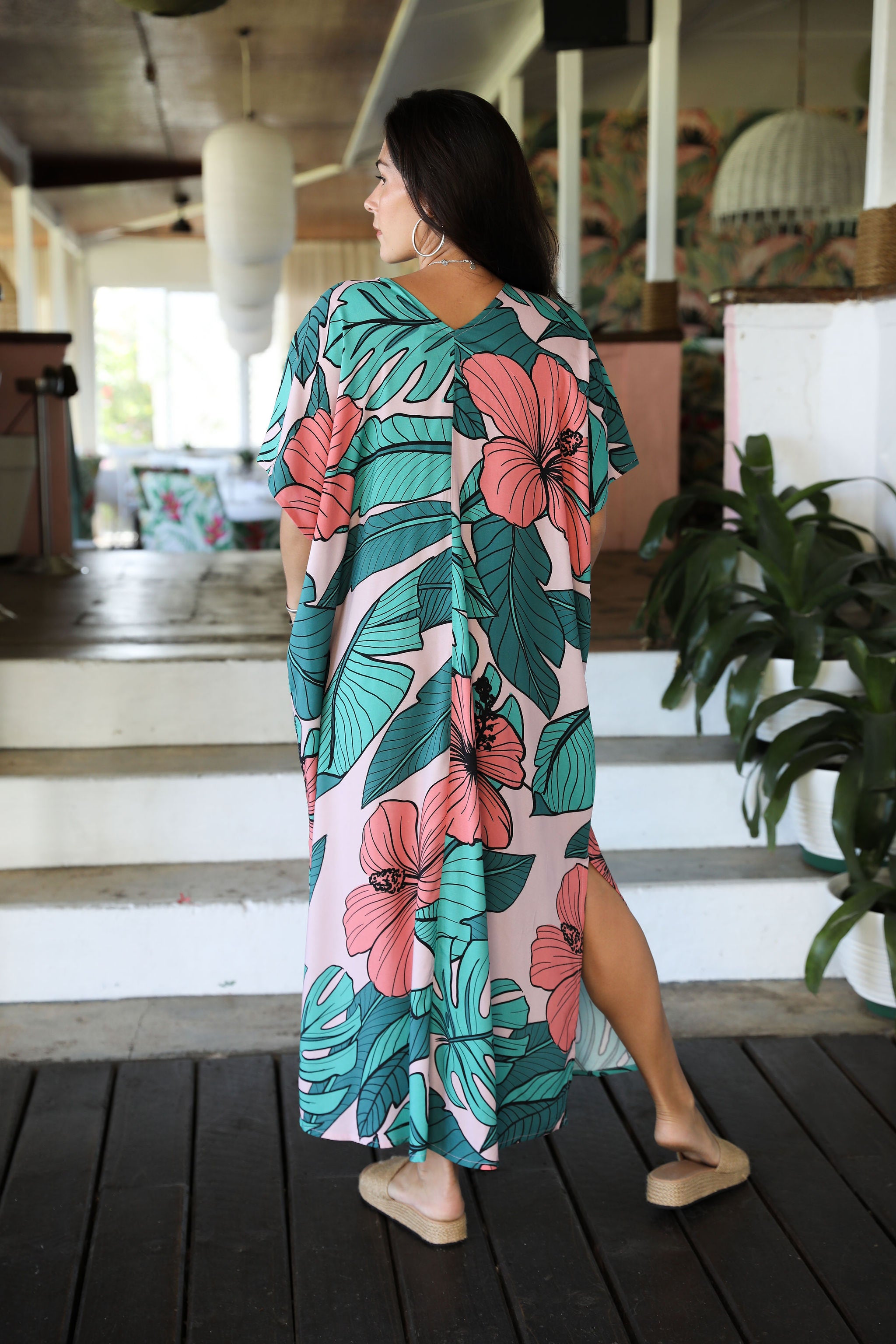 Red Hibiscus Mana Kaftan