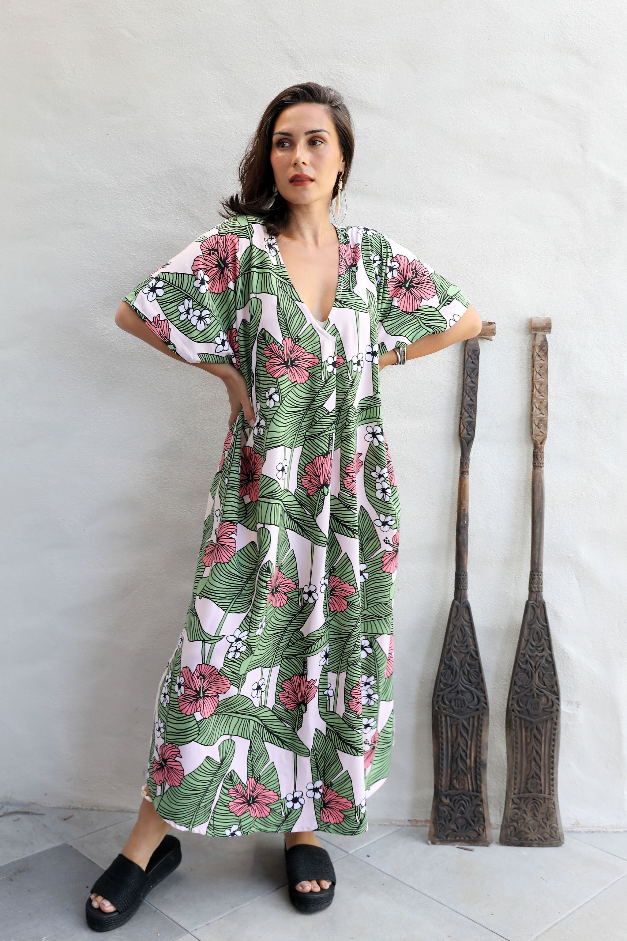 Spring Garden V Neck Kaftan