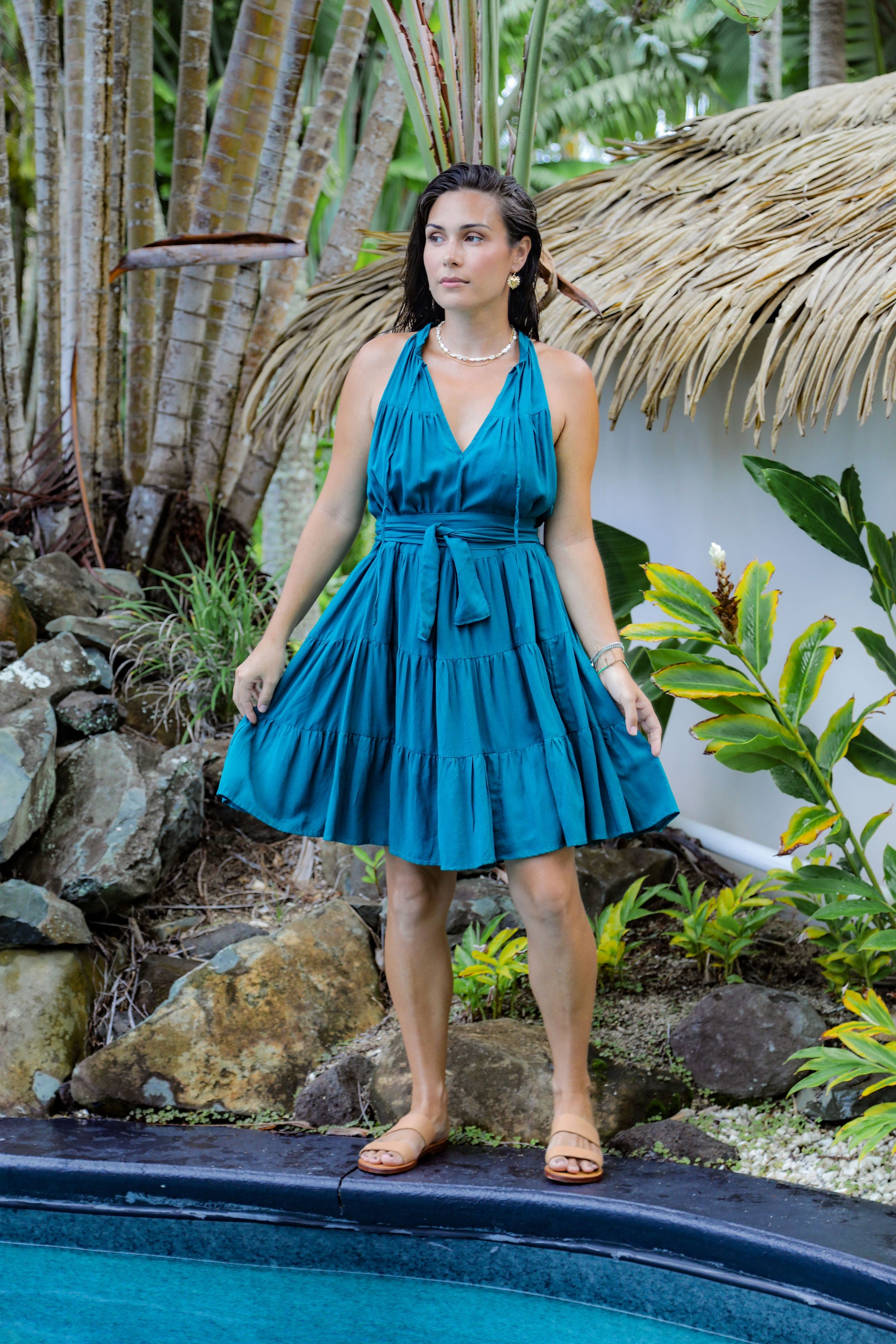 Ocean Green Light Weight Mini Dress