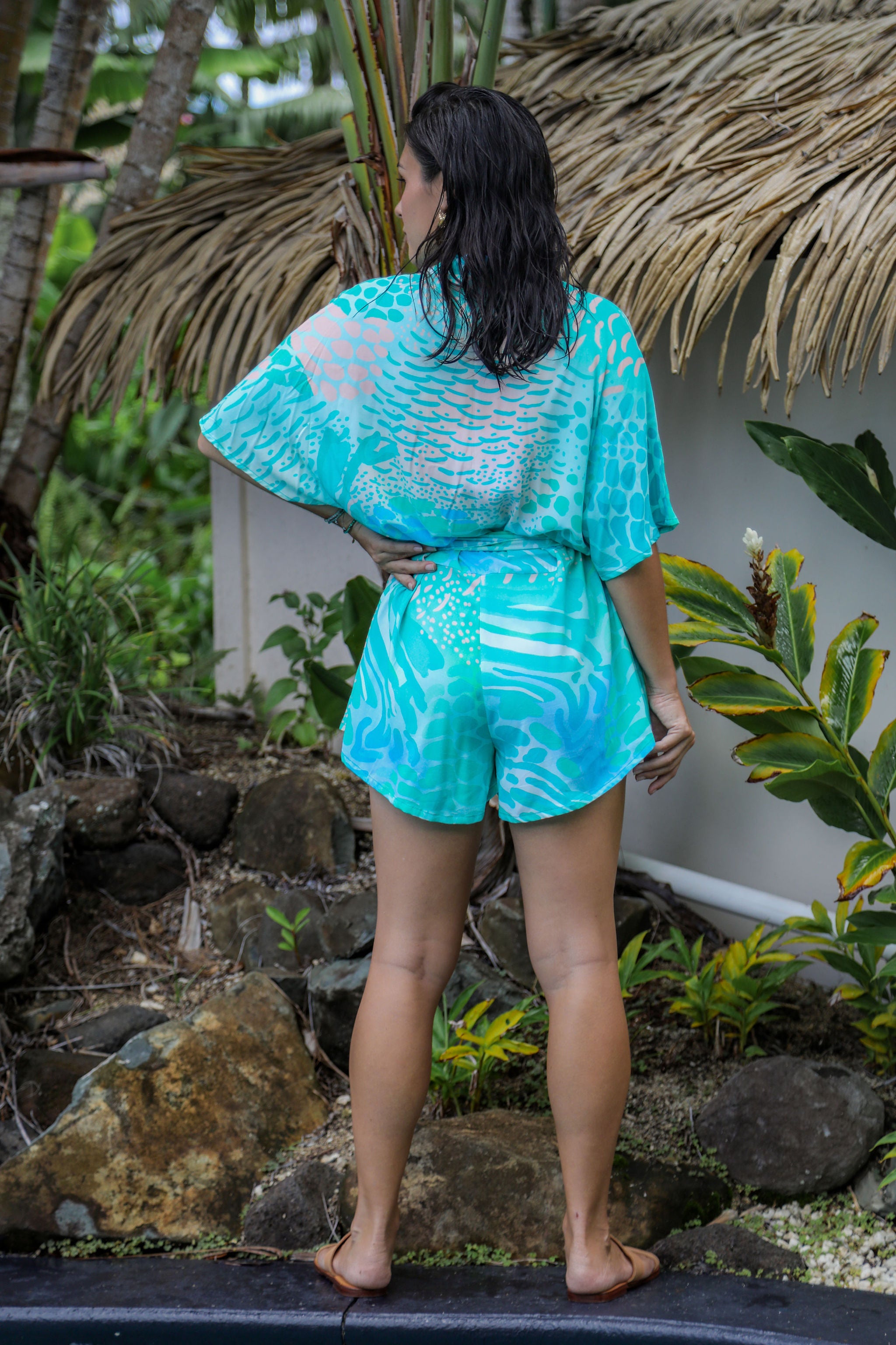 Aqua Parrot Fish Patchwork Alisha Playsuit