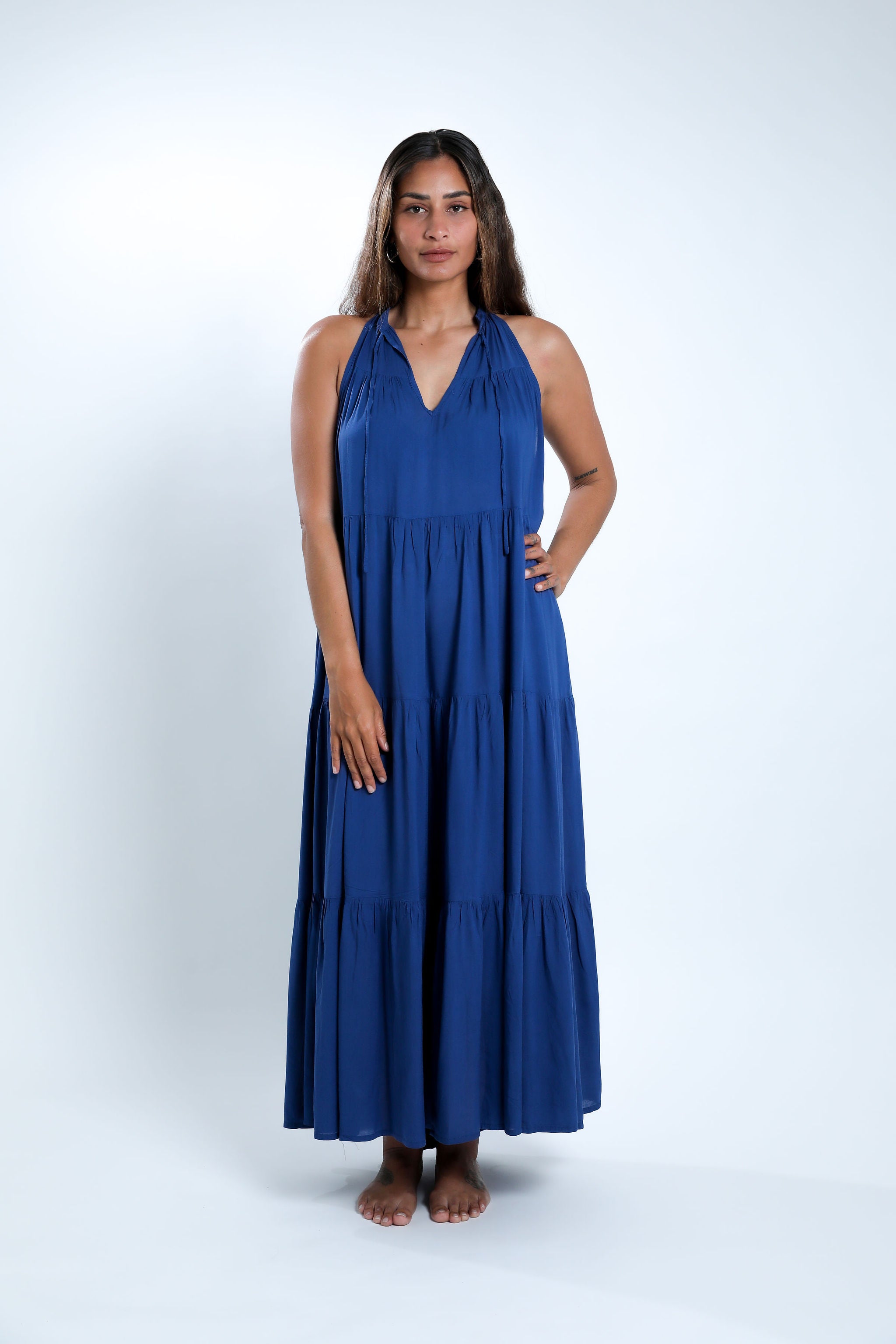 Navy Night Long Tiered Maxi Dress