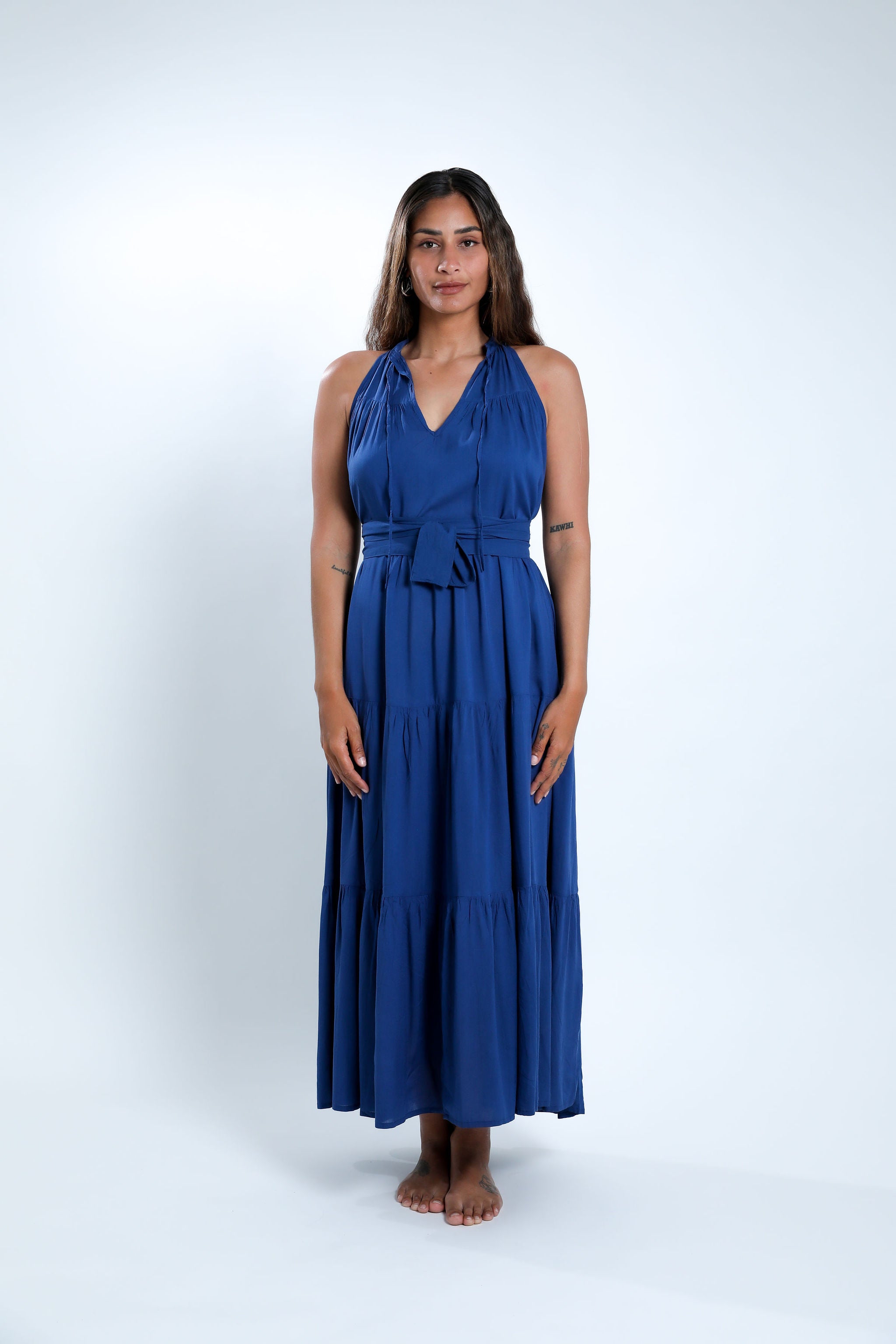 Navy Night Long Tiered Maxi Dress