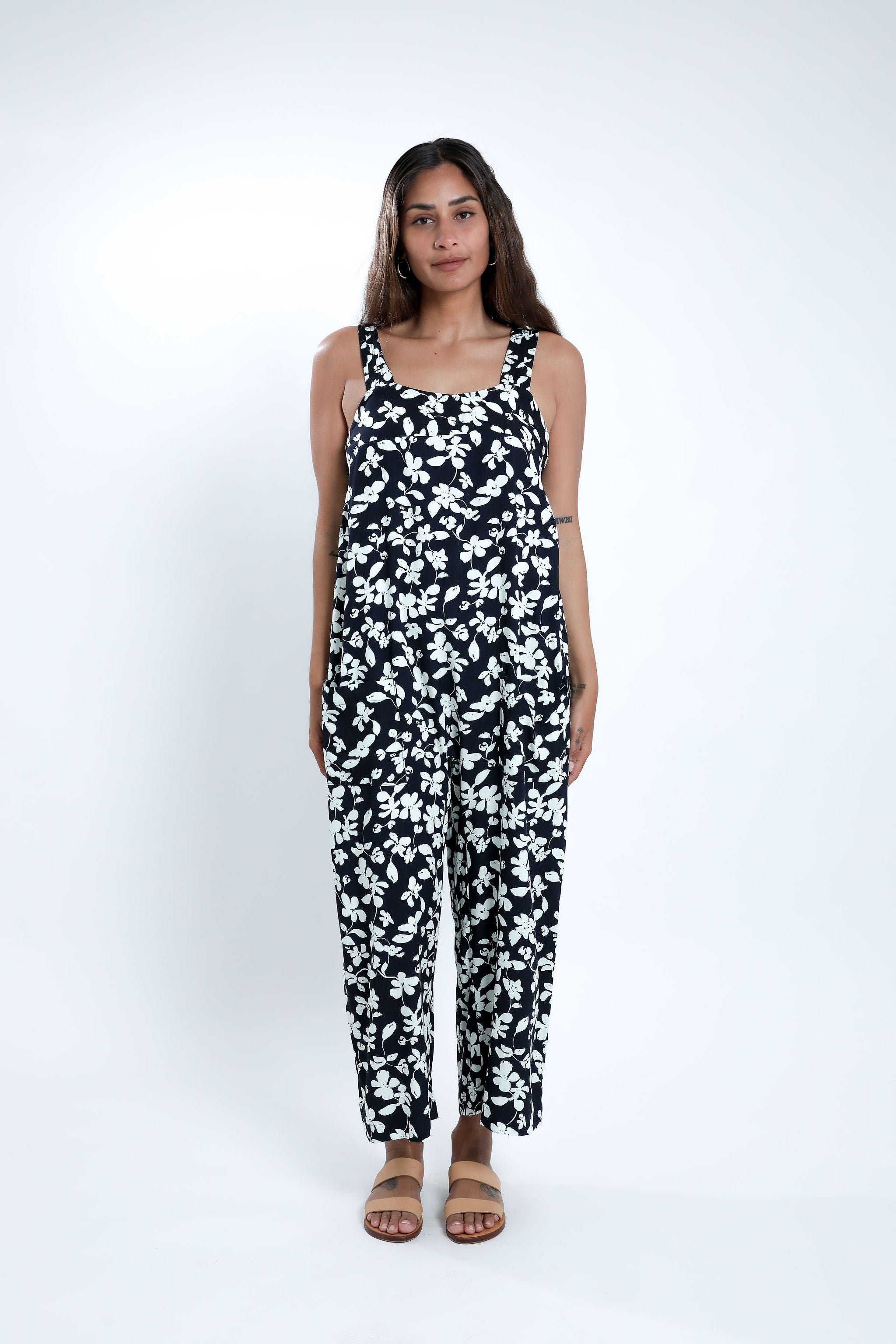 Navy Mona Floral Minar Jumpsuit