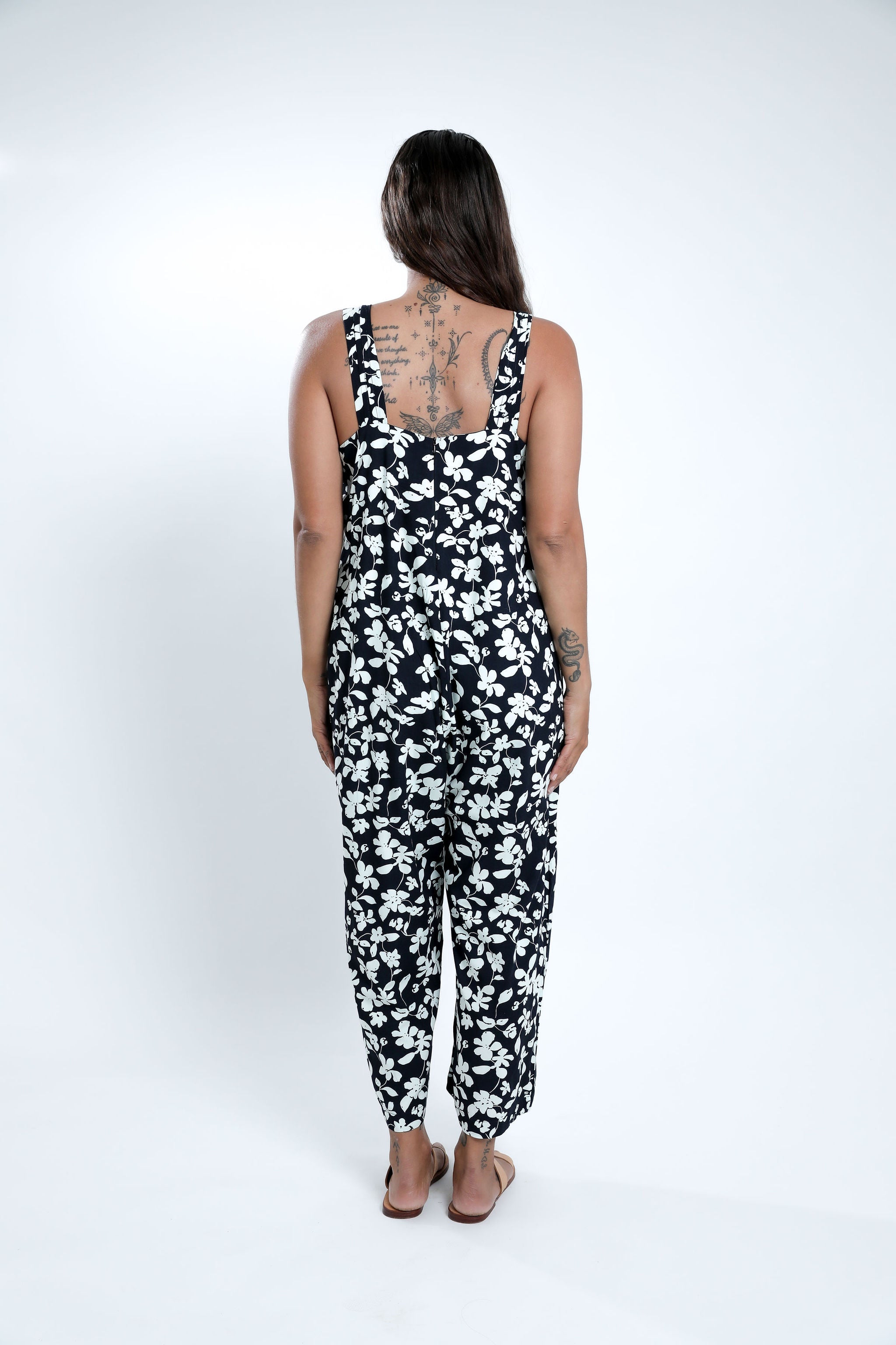 Navy Mona Floral Minar Jumpsuit