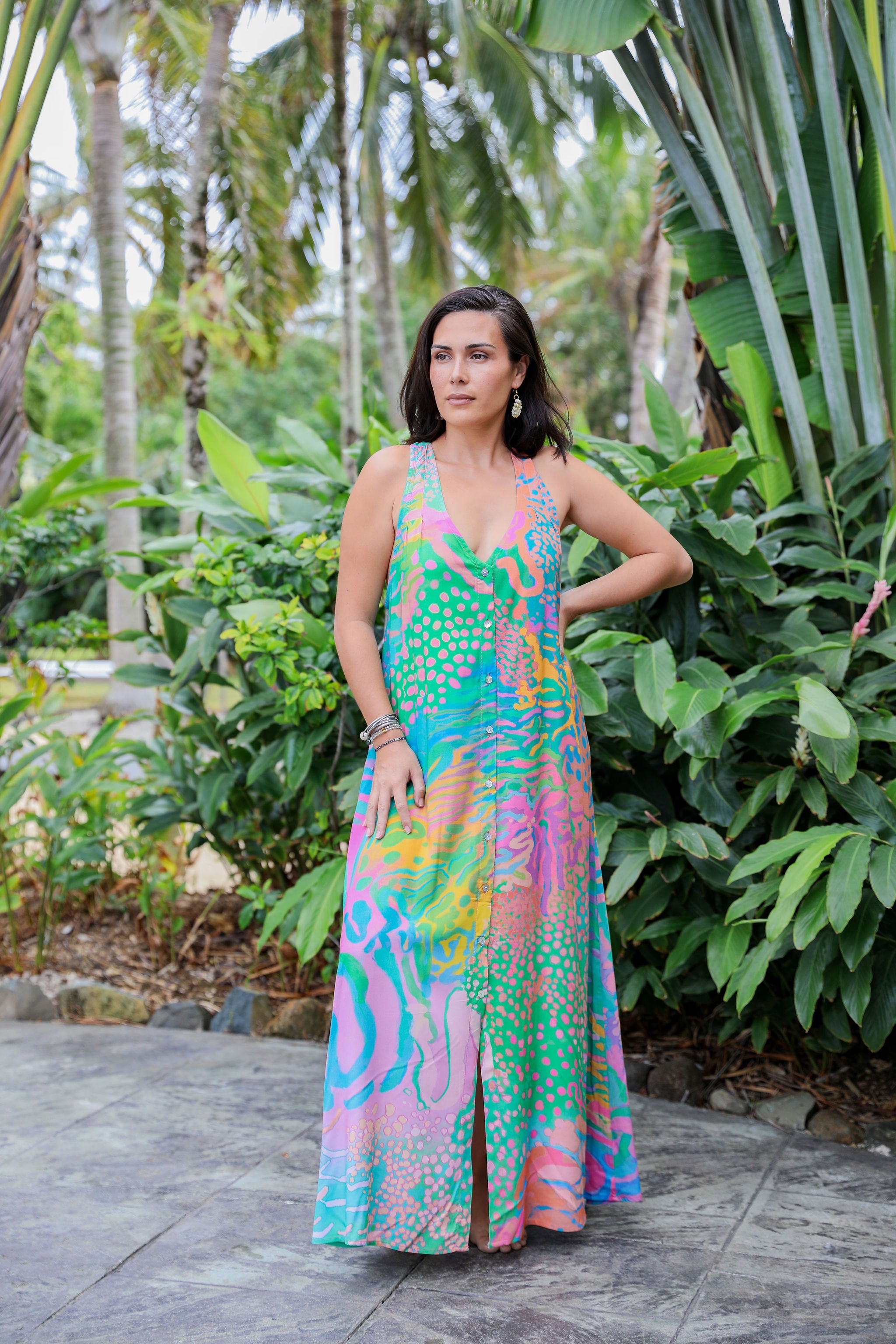 Parrot Fish Tara Button Front Maxi Dress