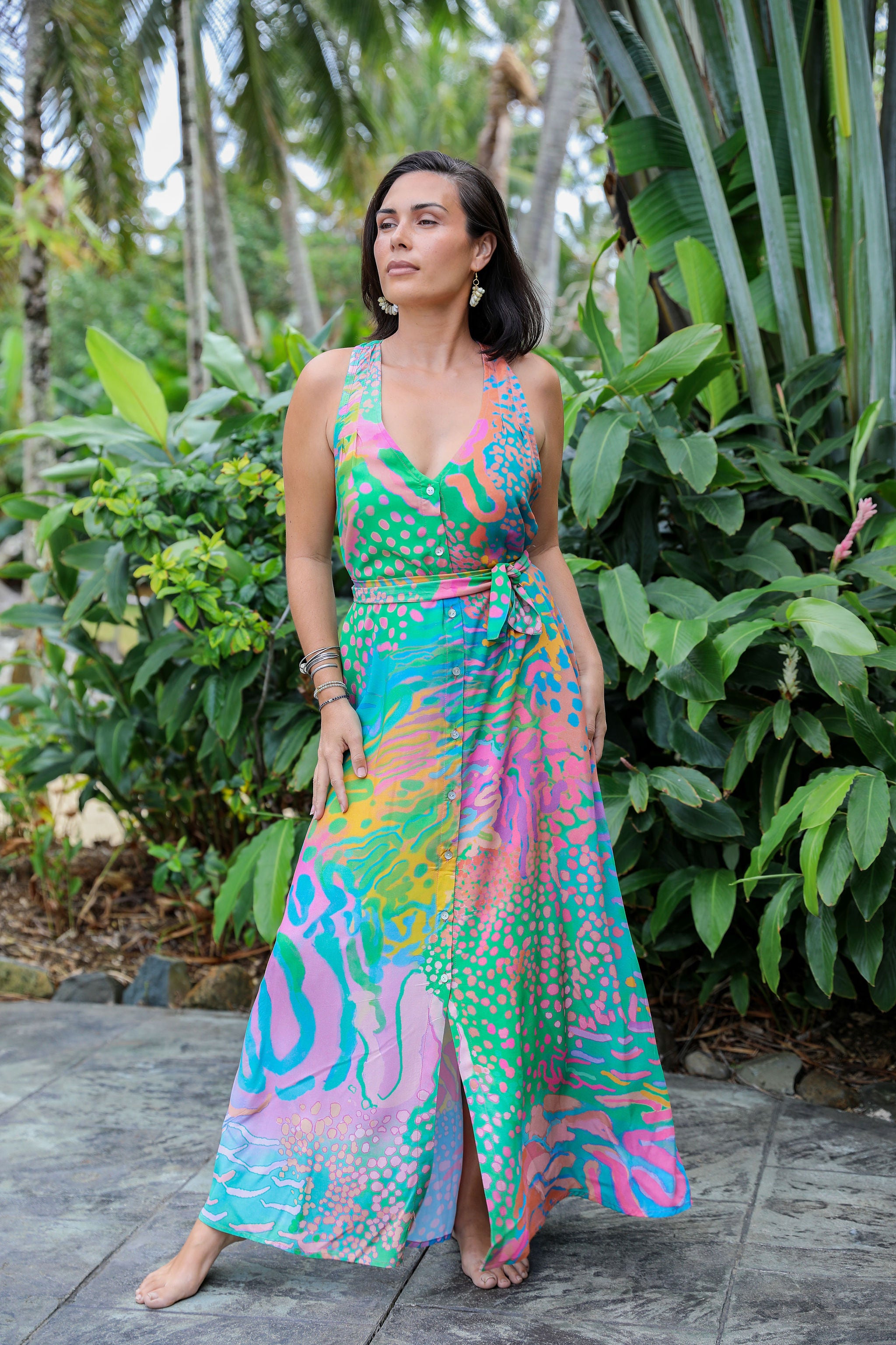 Parrot Fish Tara Button Front Maxi Dress