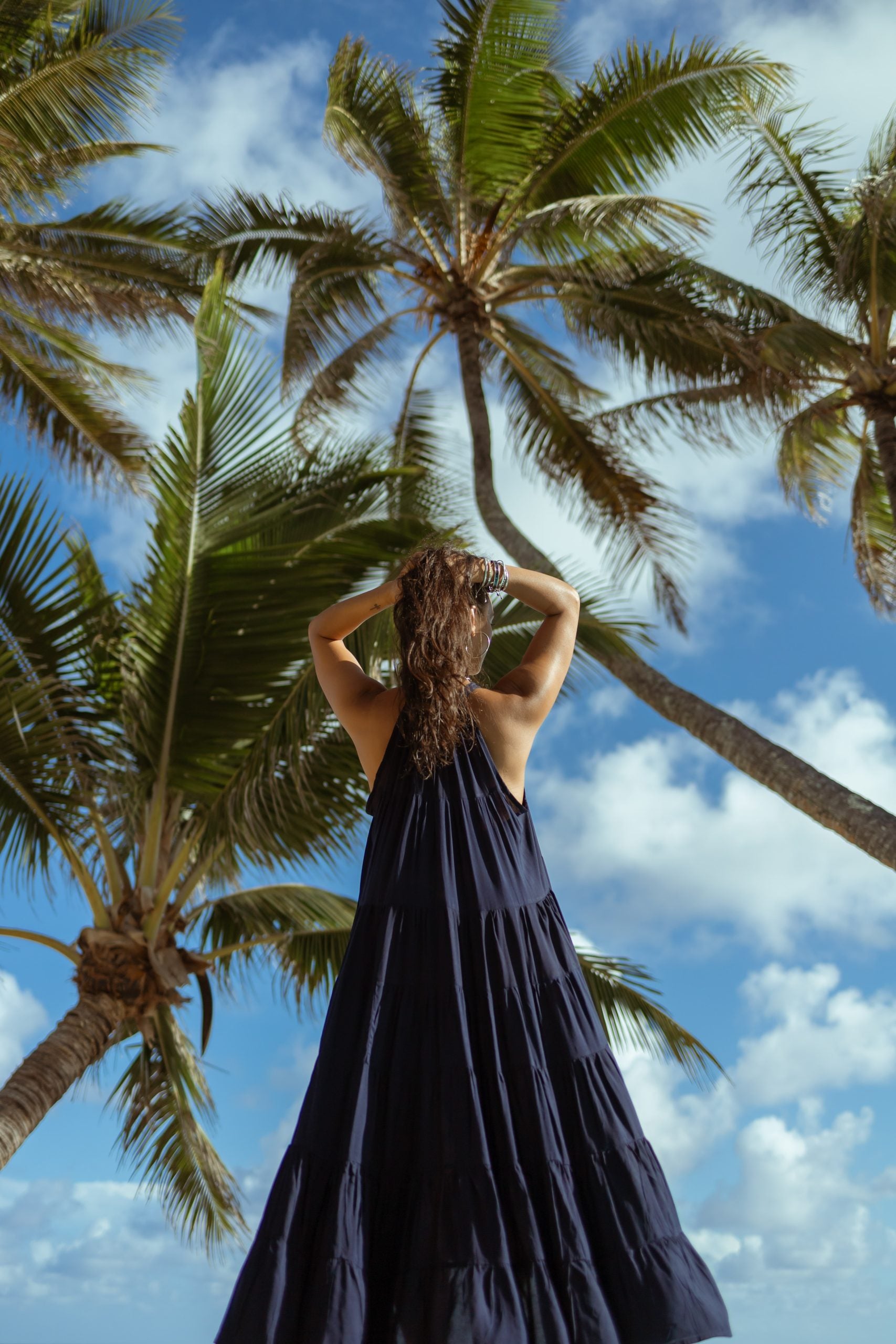 Navy Tiered Midi Dress