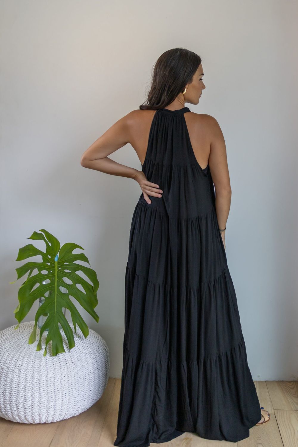 Black Long Tiered Maxi Dress