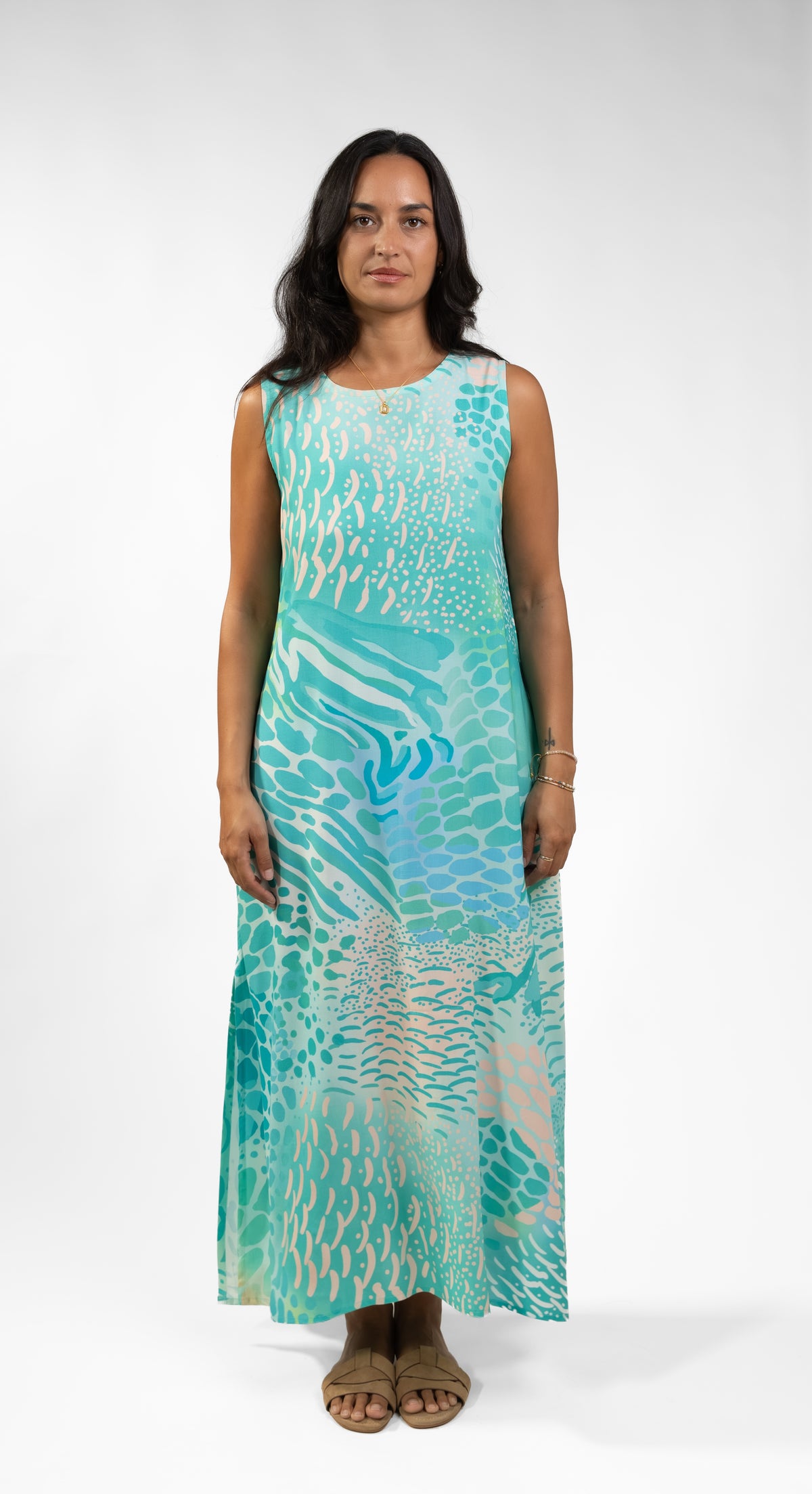 Aqua Parrot Fish Mere Midi Dress