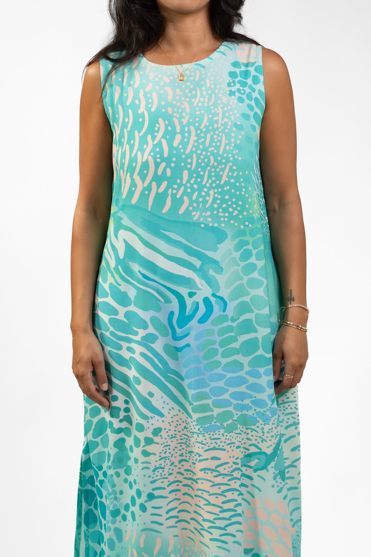 Aqua Parrot Fish Mere Midi Dress