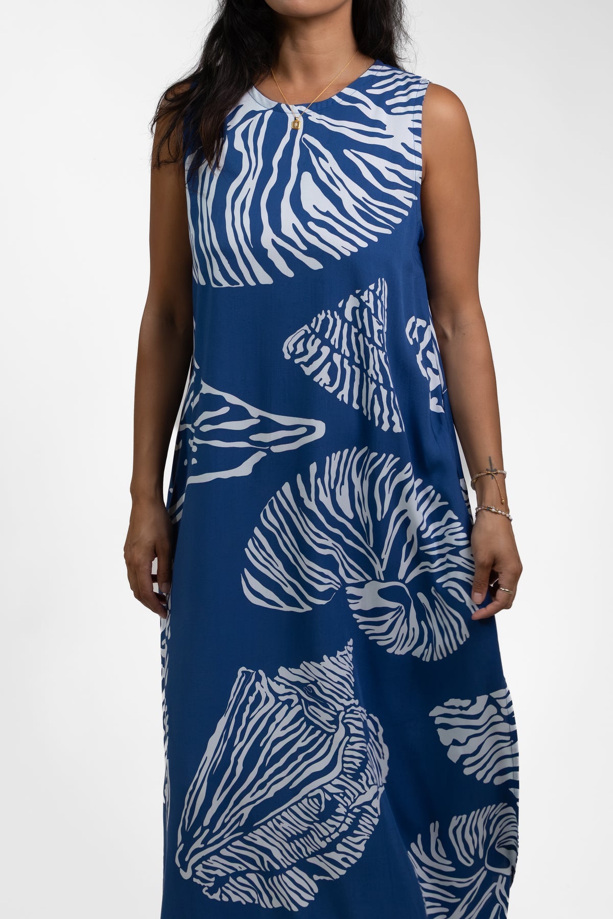 Navy Moana Shell Mere Midi Dress
