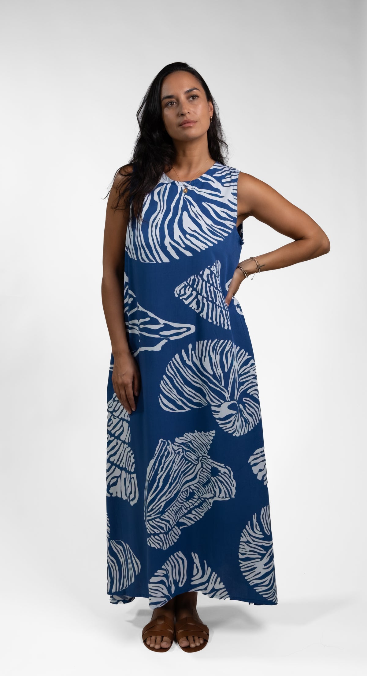 Navy Moana Shell Mere Midi Dress
