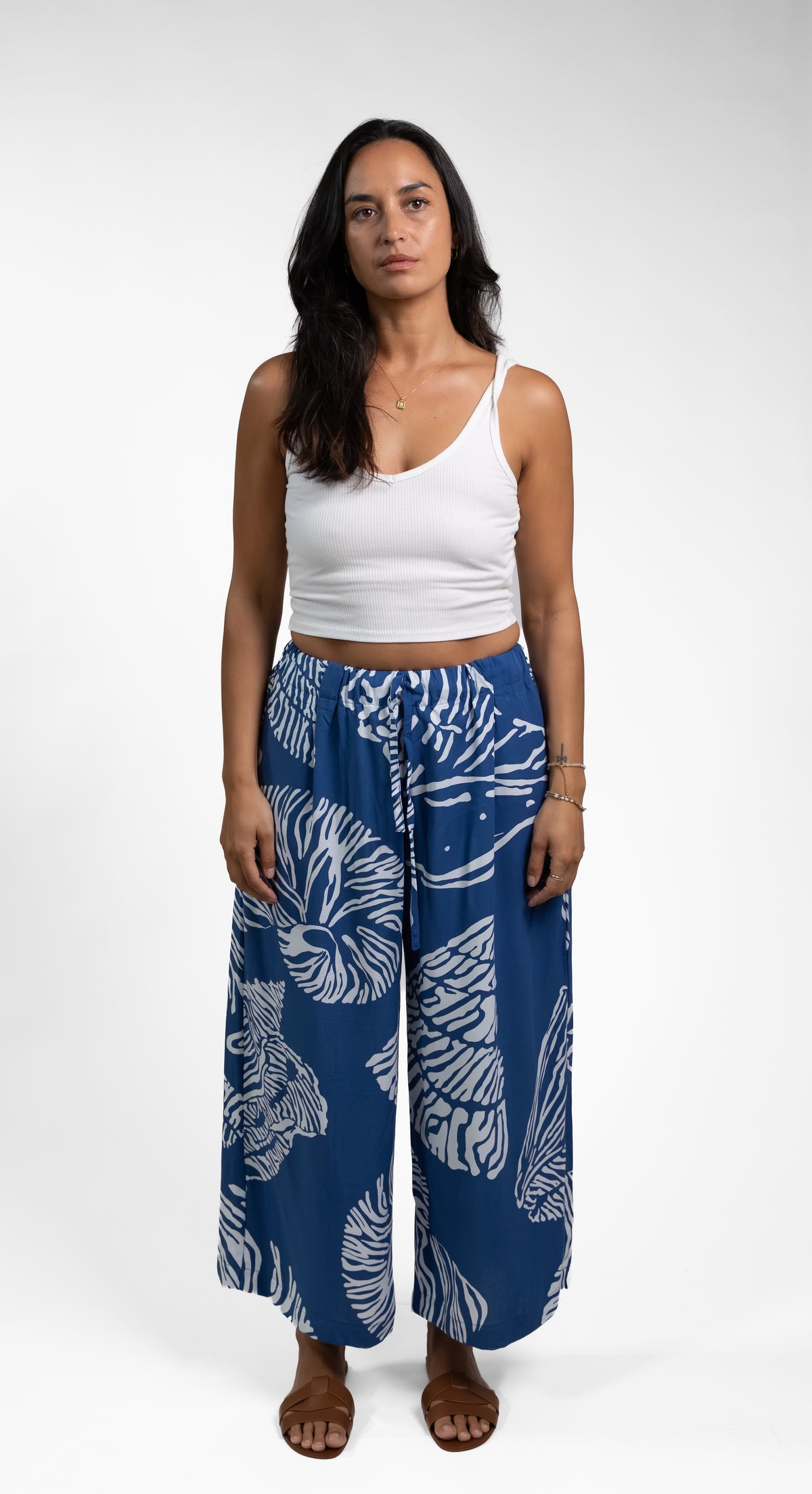 Navy Moana Shell Cropped Grace Pant