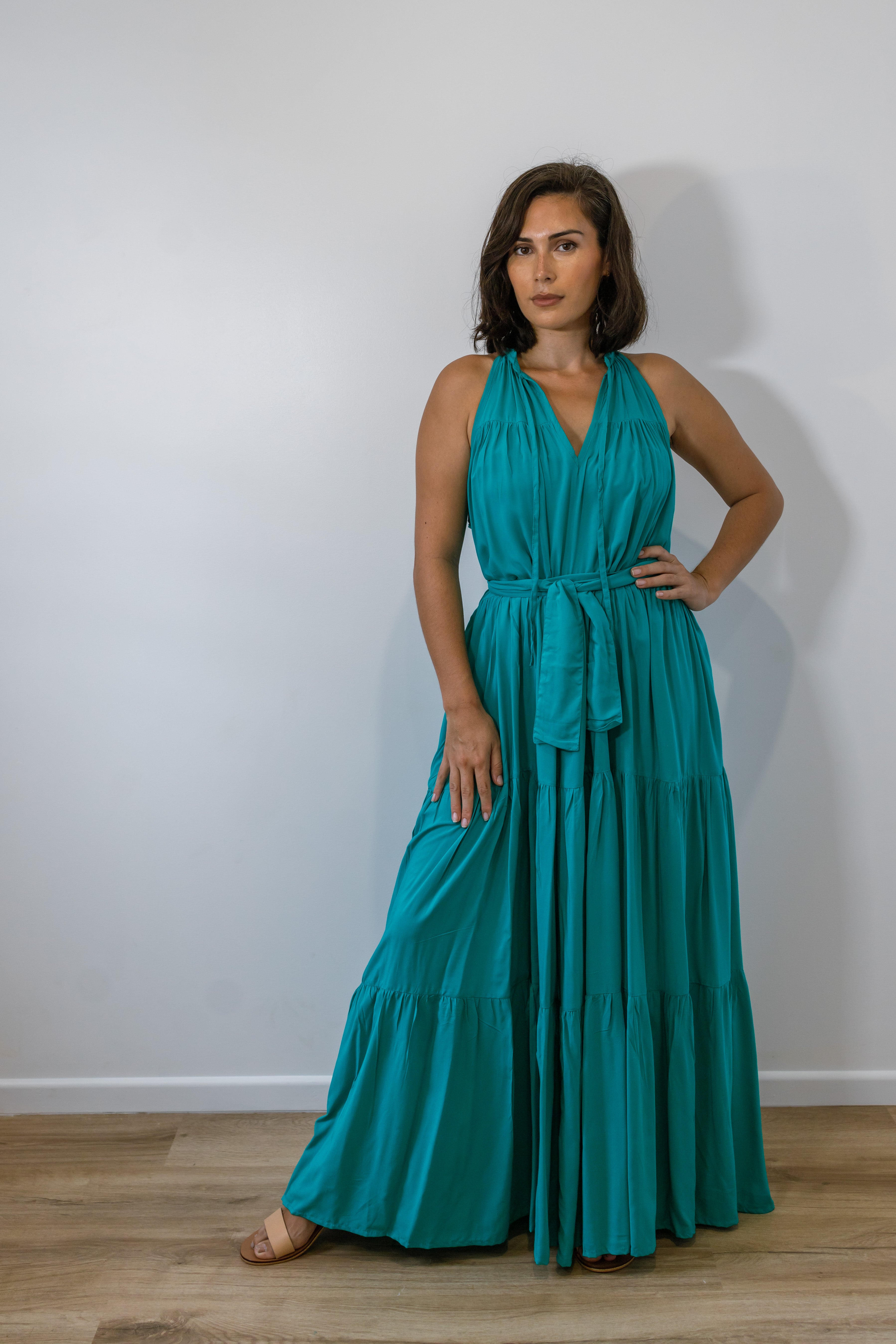 Emerald Long Tiered Maxi Dress