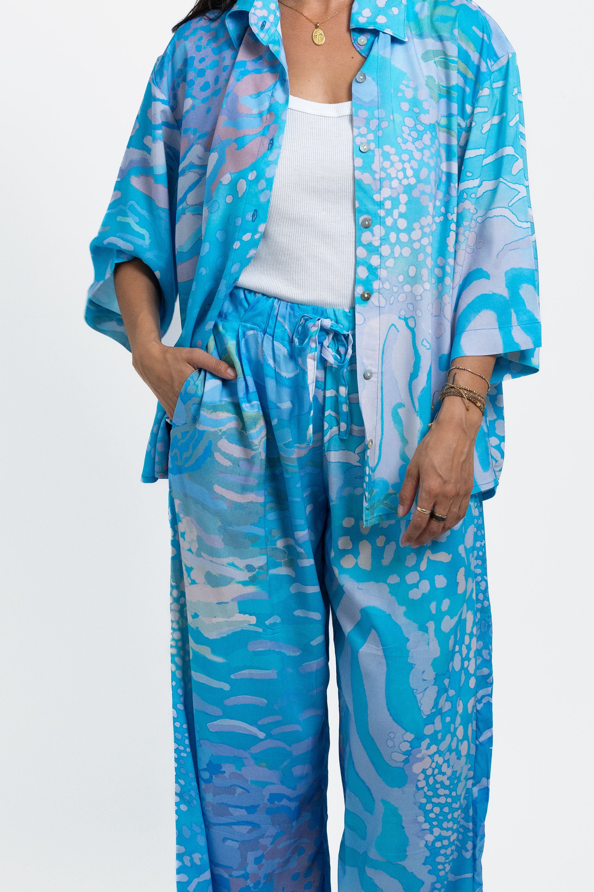 Blue Parrot Fish Cropped Grace Pant