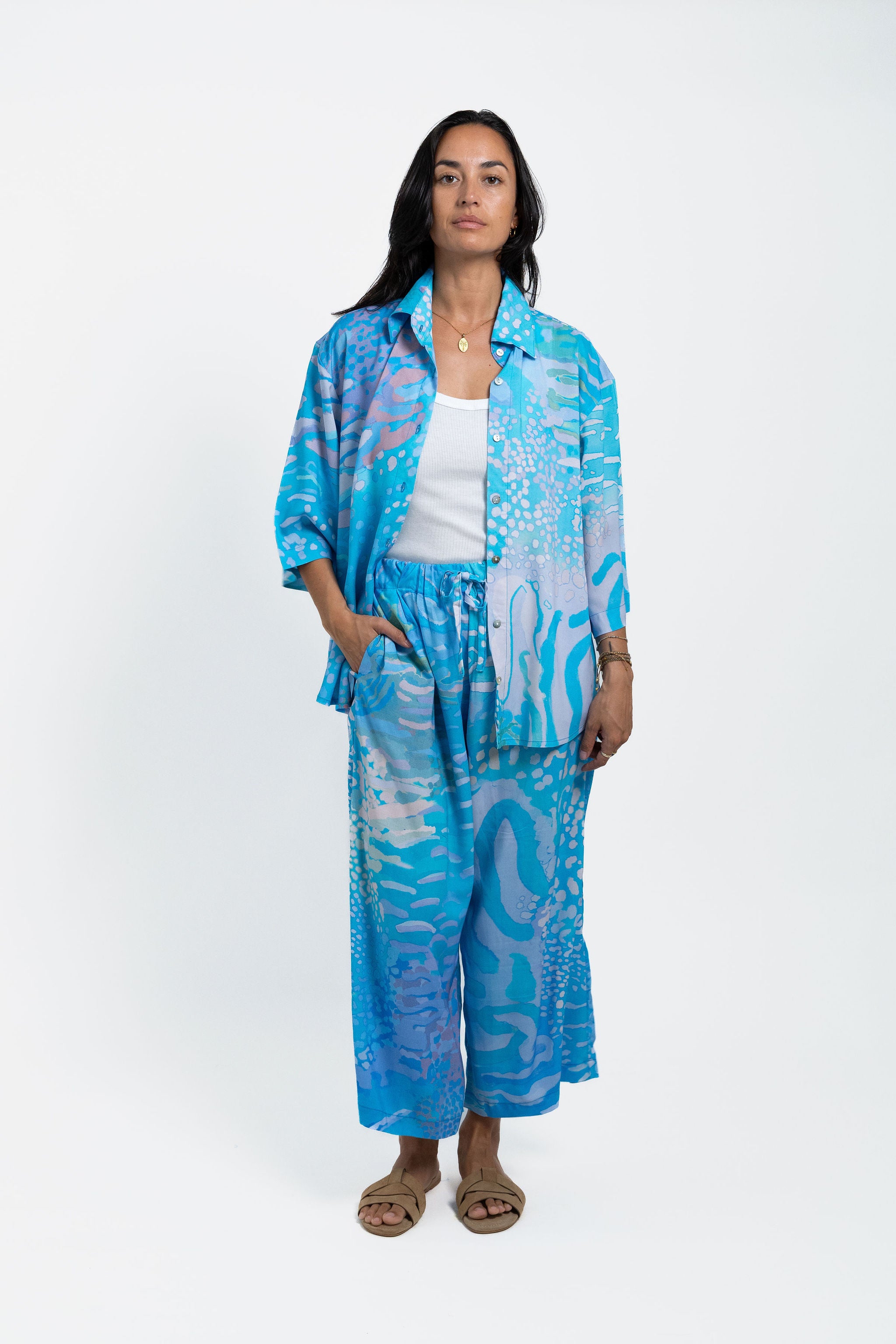 Blue Parrot Fish Cropped Grace Pant