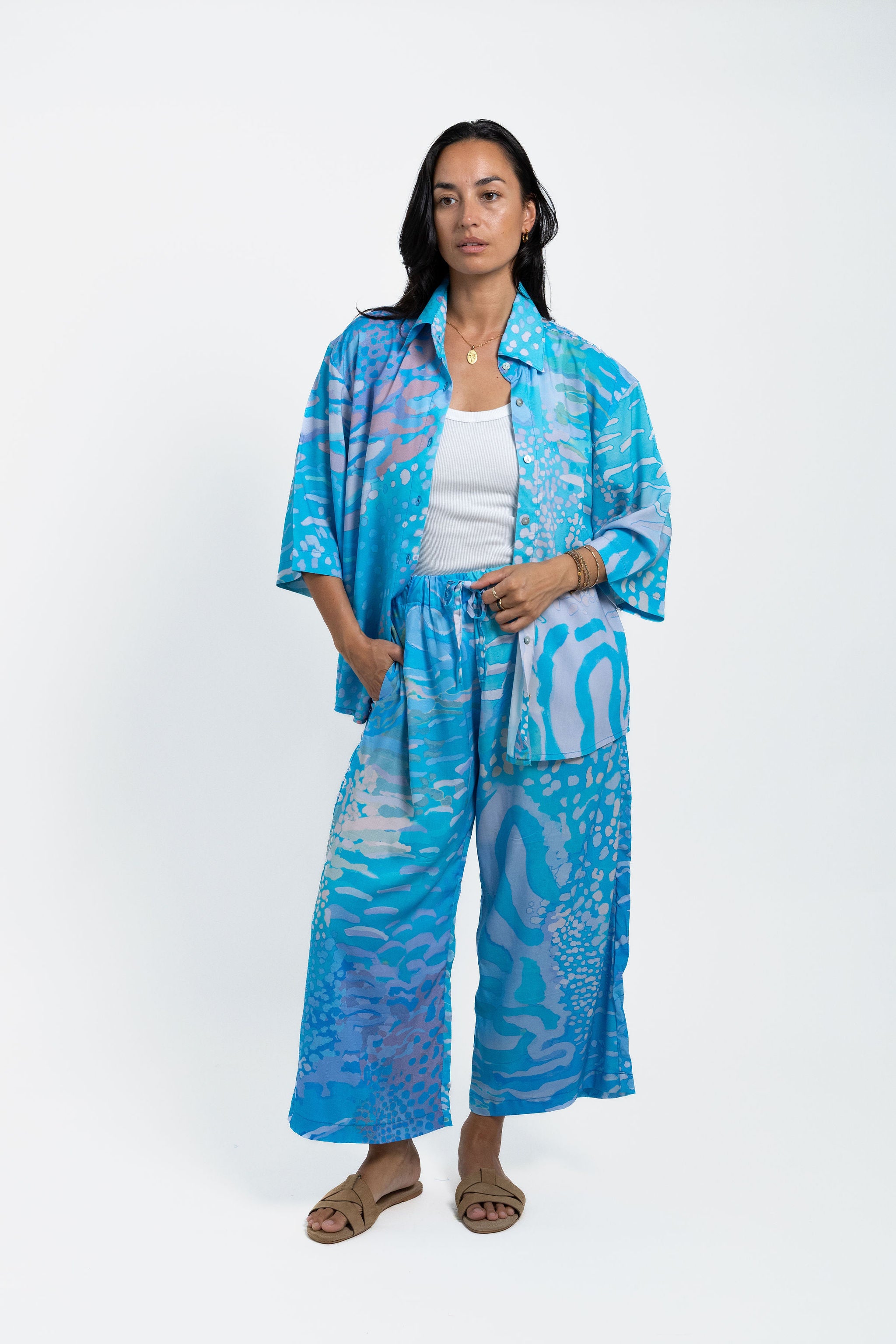 Blue Parrot Fish Cropped Grace Pant
