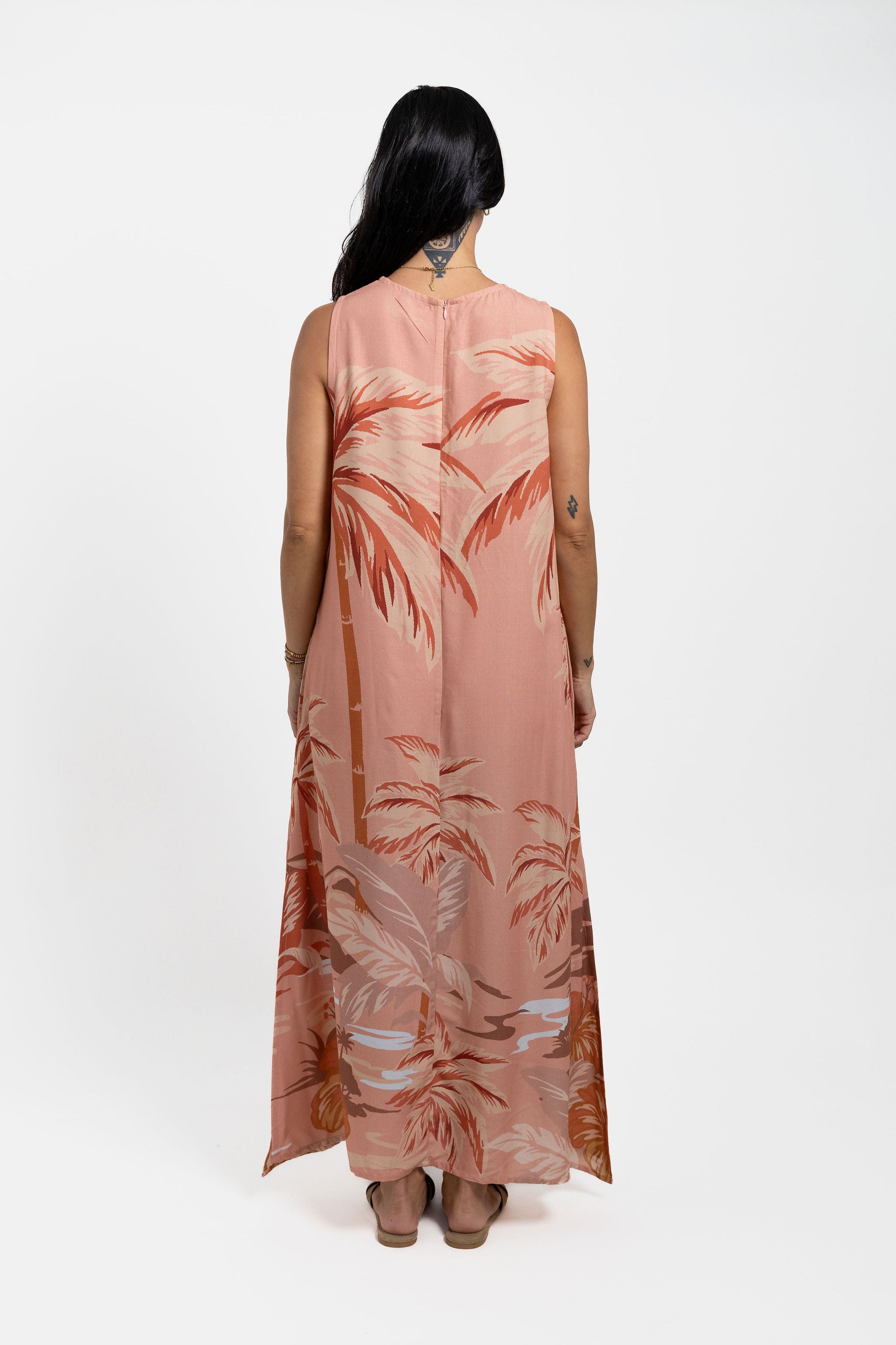 Peach Island Sunset Mere Midi Dress