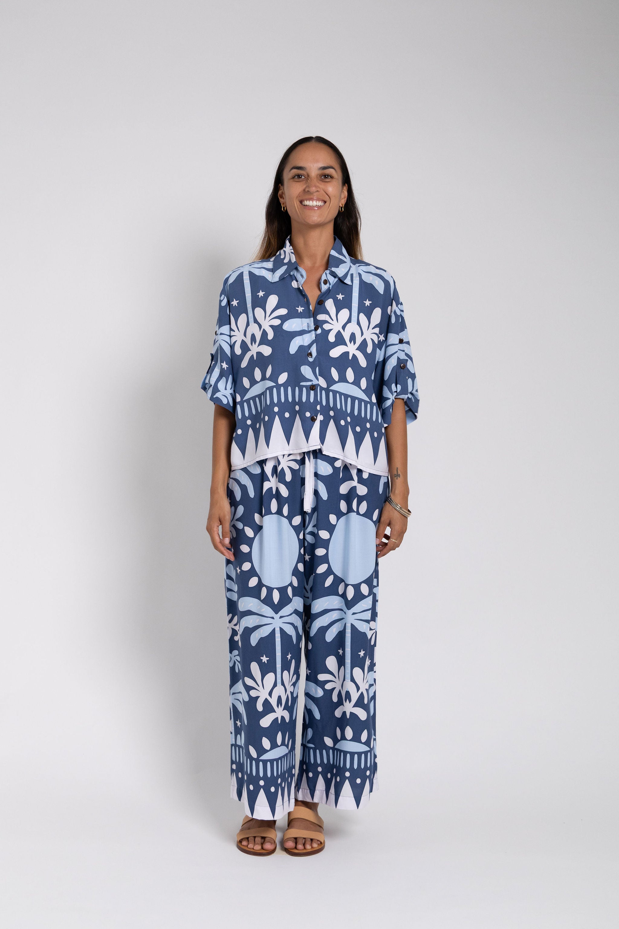 Blue Ita Ra Cropped Scarlett Shirt