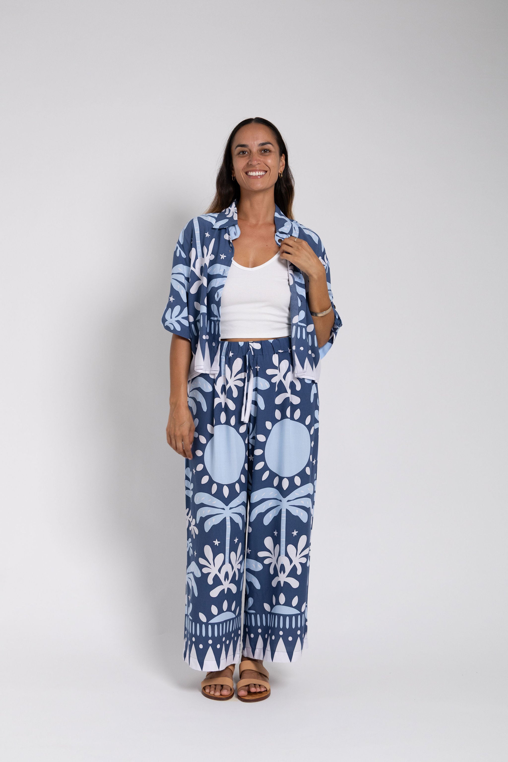 Blue Ita Ra Cropped Scarlett Shirt