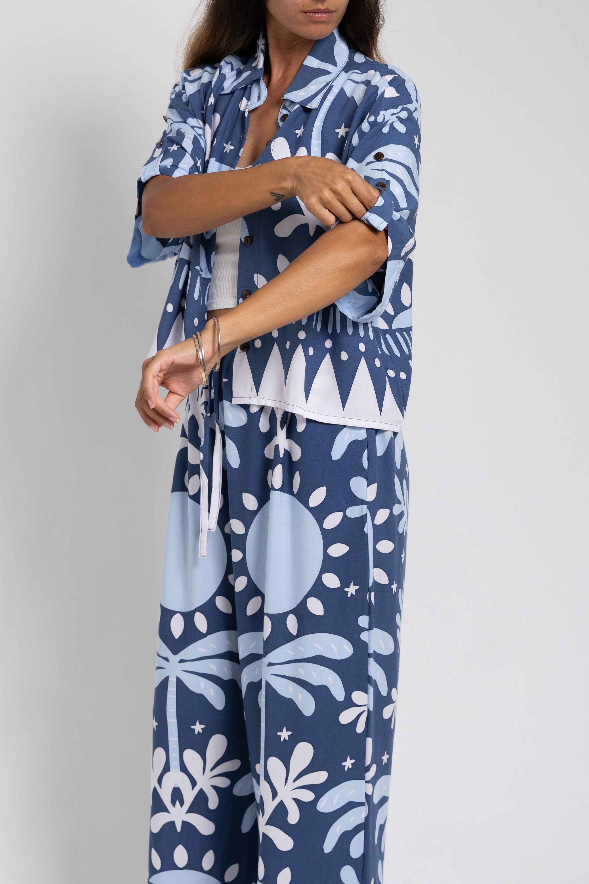 Blue Ita Ra Cropped Scarlett Shirt