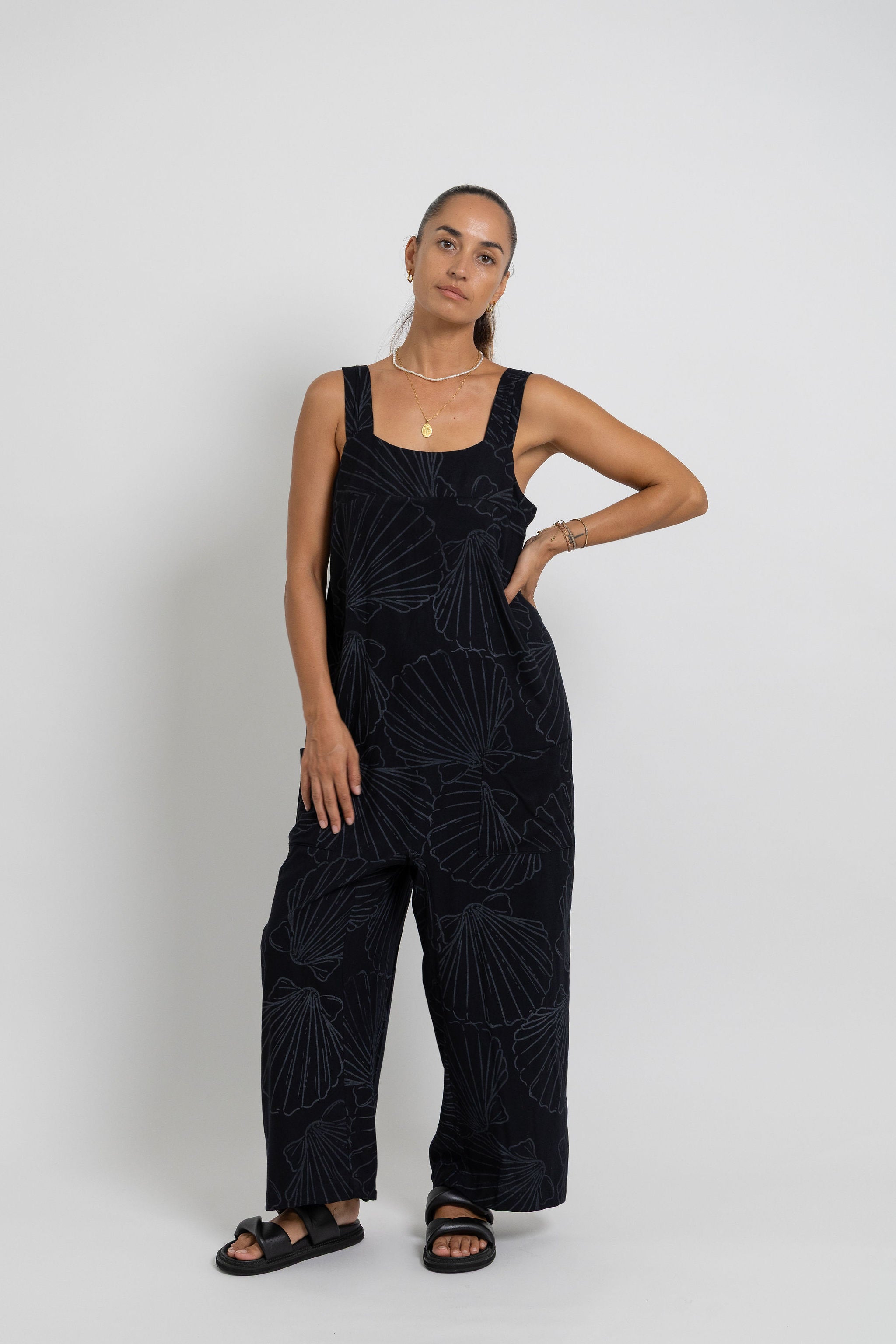 Black Shell Minar Jumpsuit