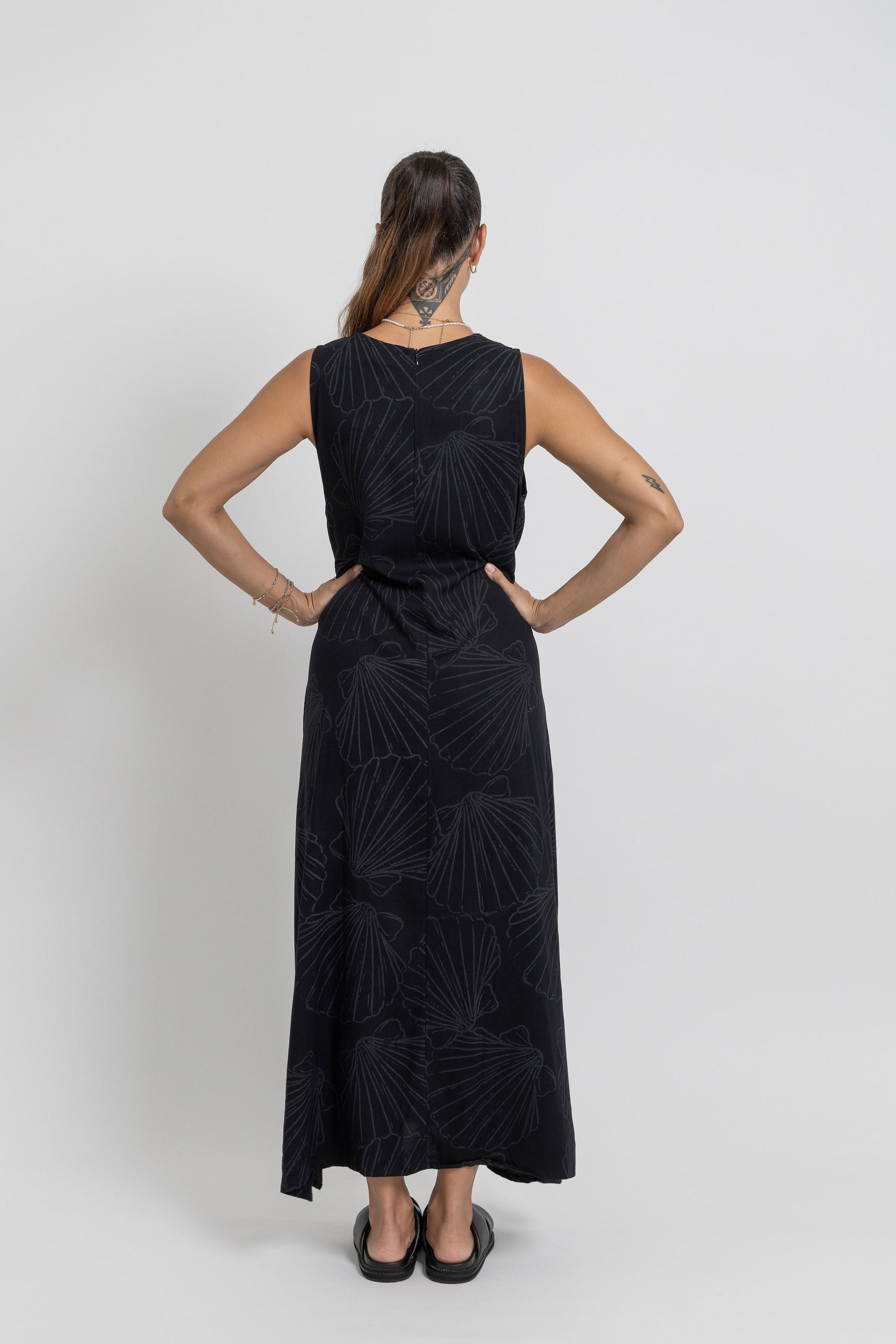 Black Shell Mere Midi Dress