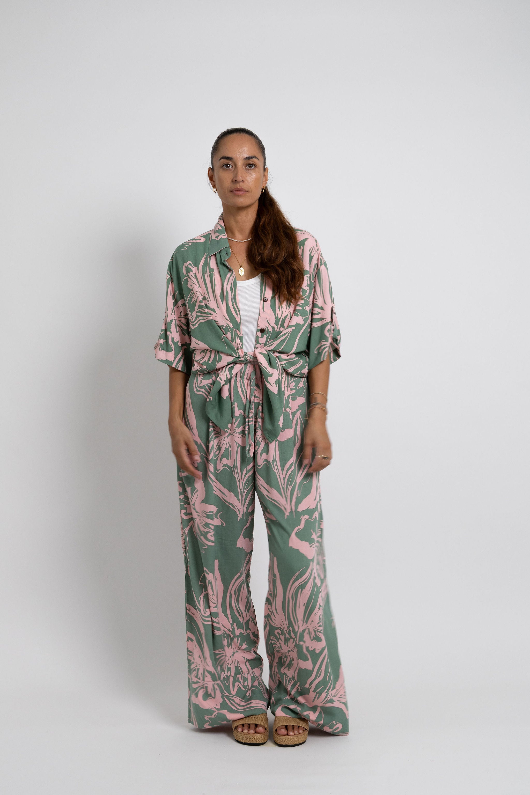 Pink Khaki Tiare Dreams Scarlett Shirt