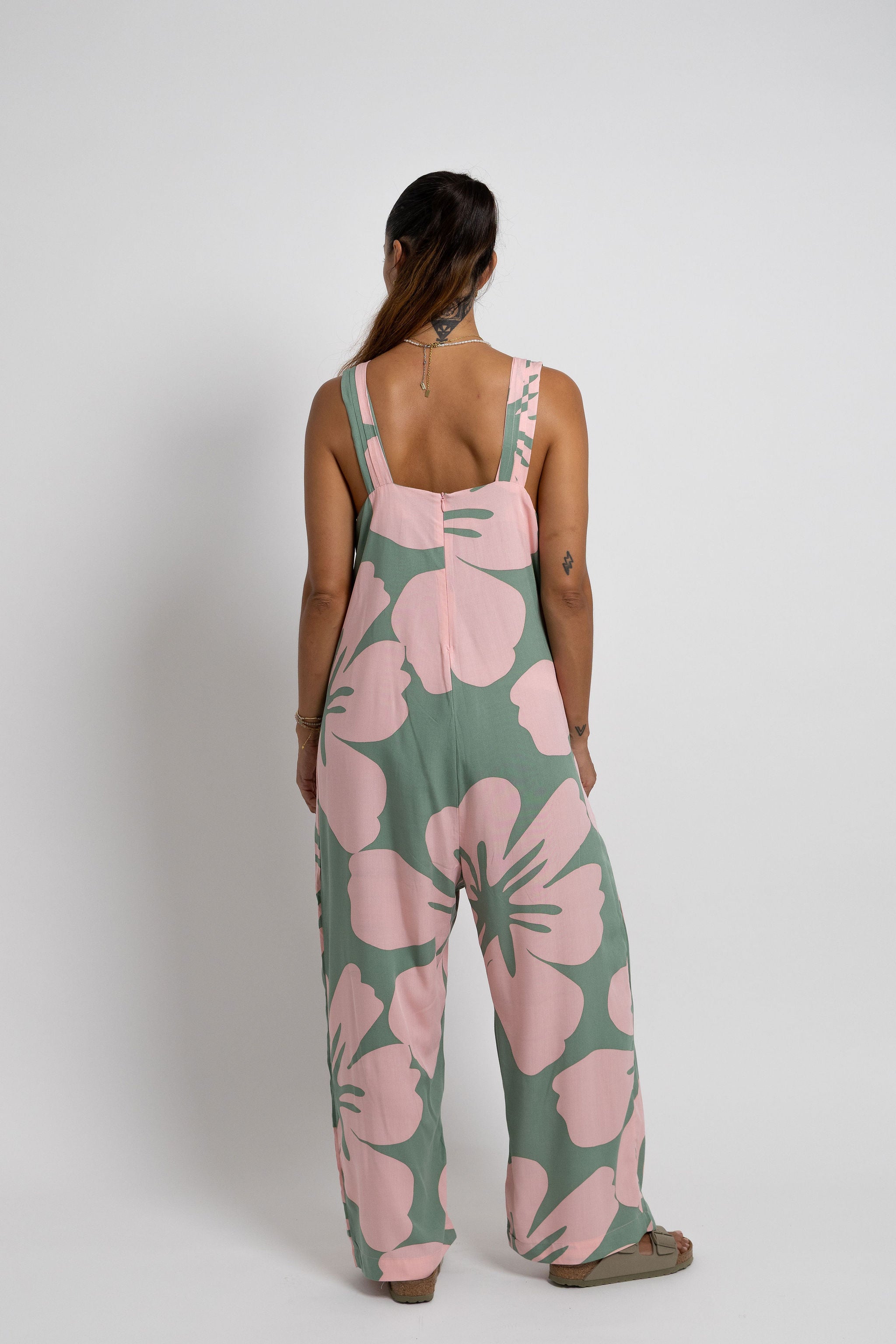 Pink and Green Big Te Kaute Minar Jumpsuit