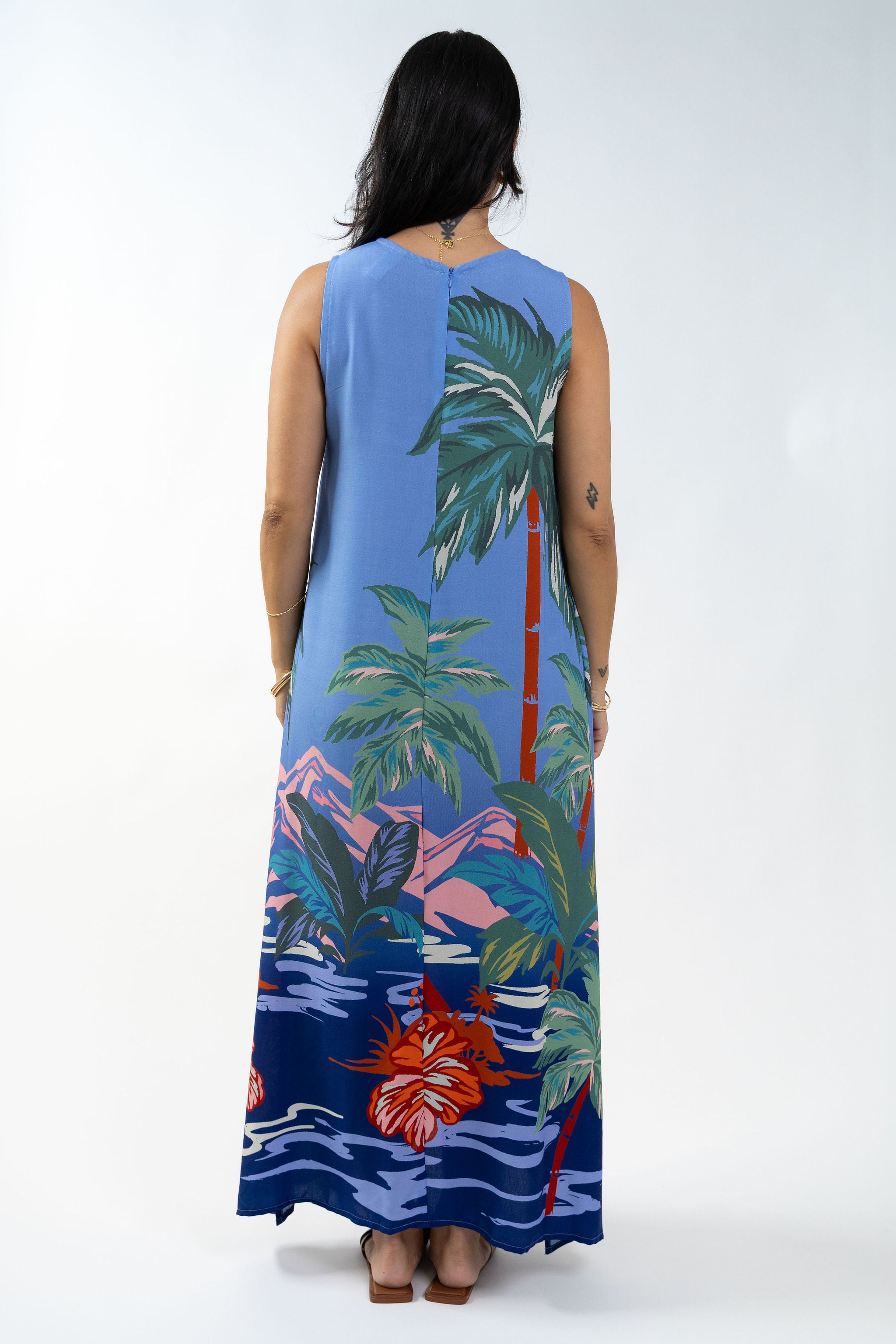 Blue Island Sunset Mere Midi Dress