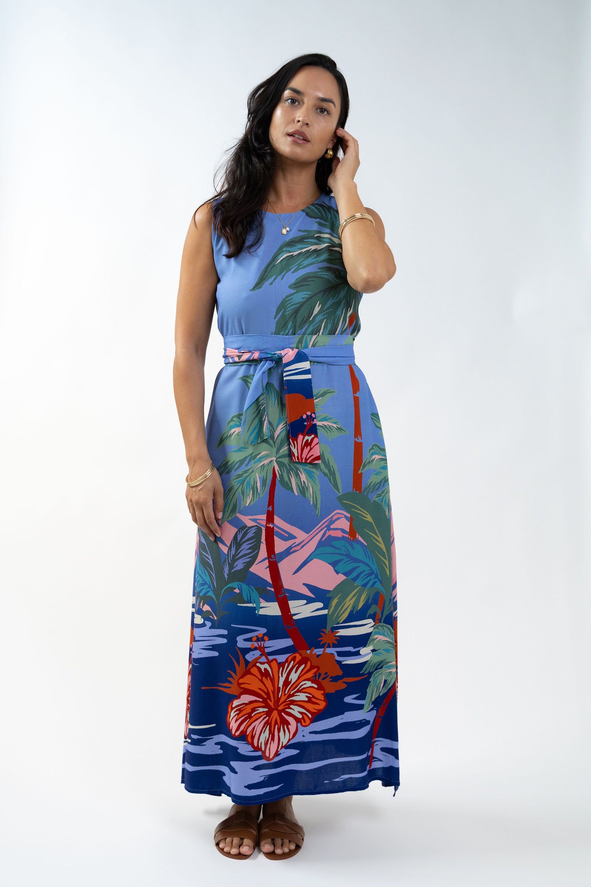 Blue Island Sunset Mere Midi Dress