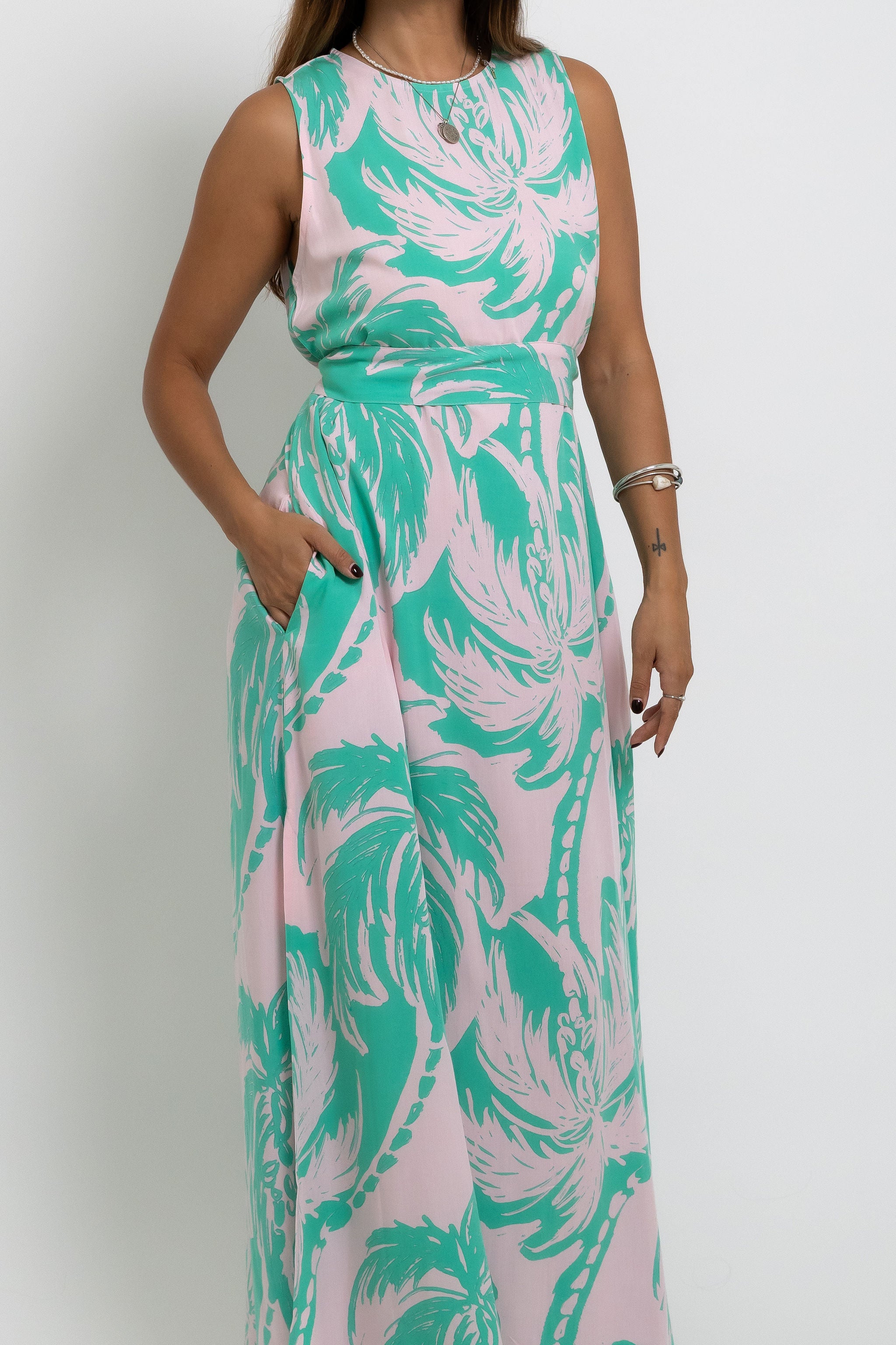Pink Jade Coconut Swell Mere Maxi Dress