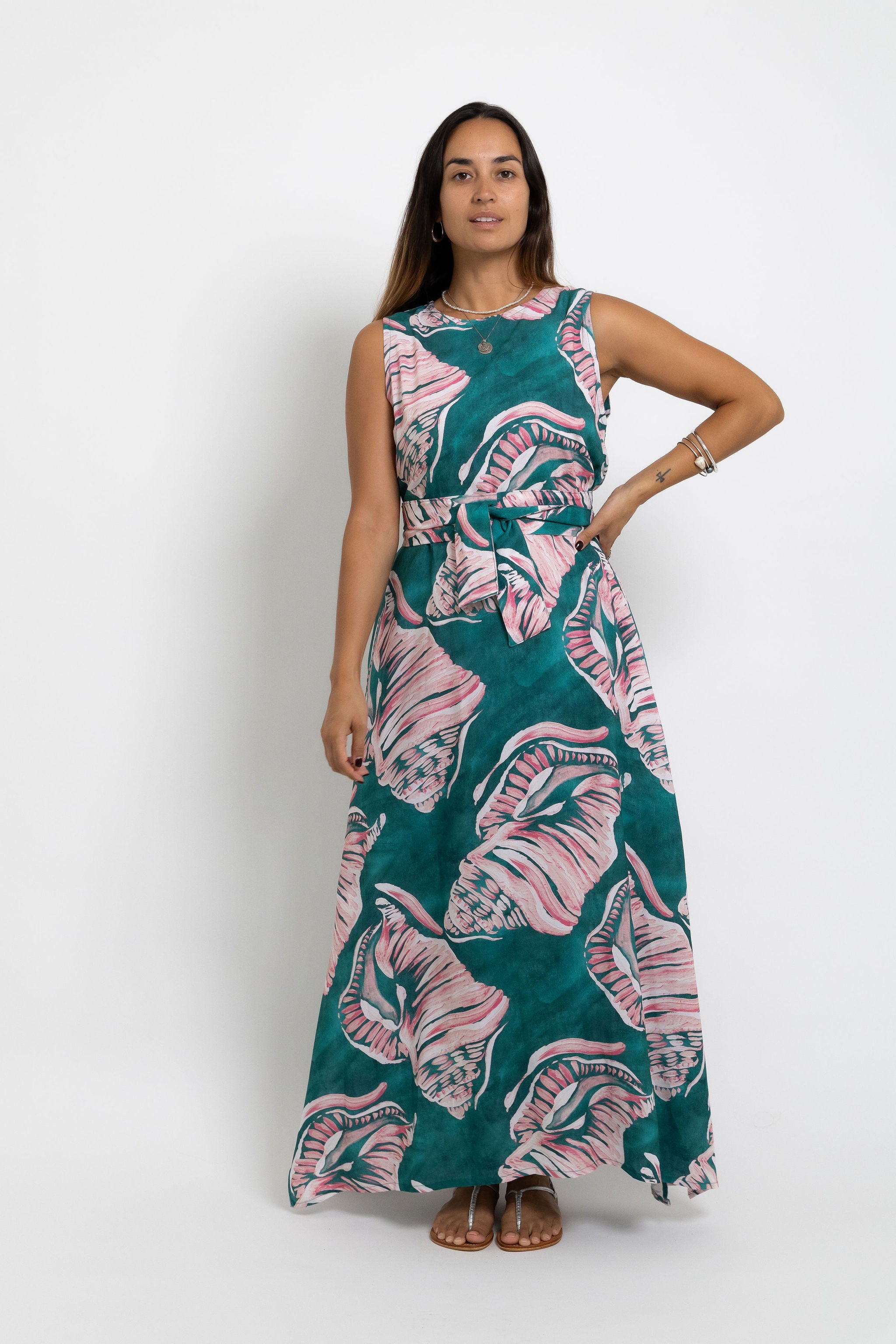 Jade Conch Shell Mere Maxi Dress