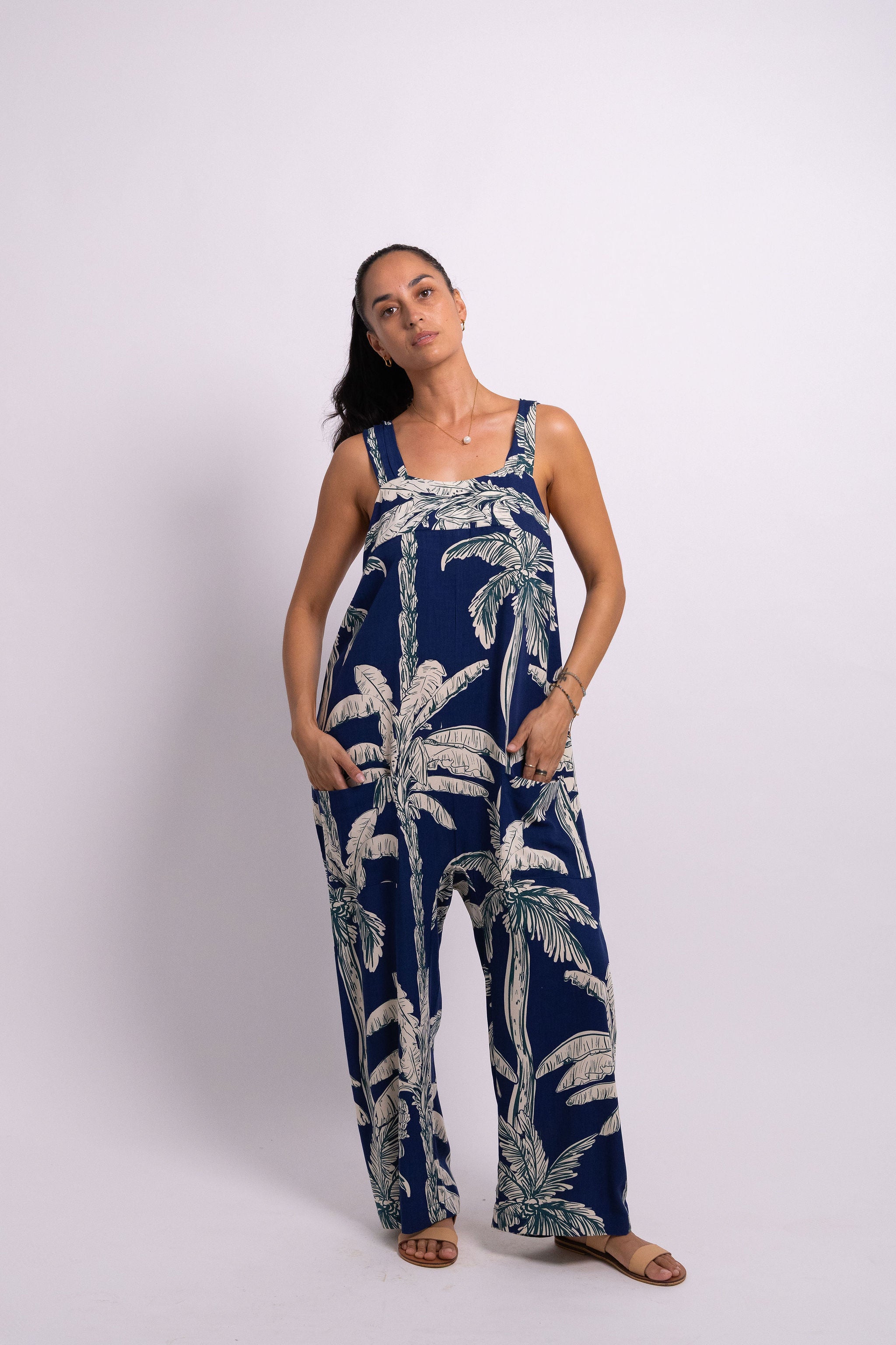 Navy Coco Palm Minar Jumpsuit