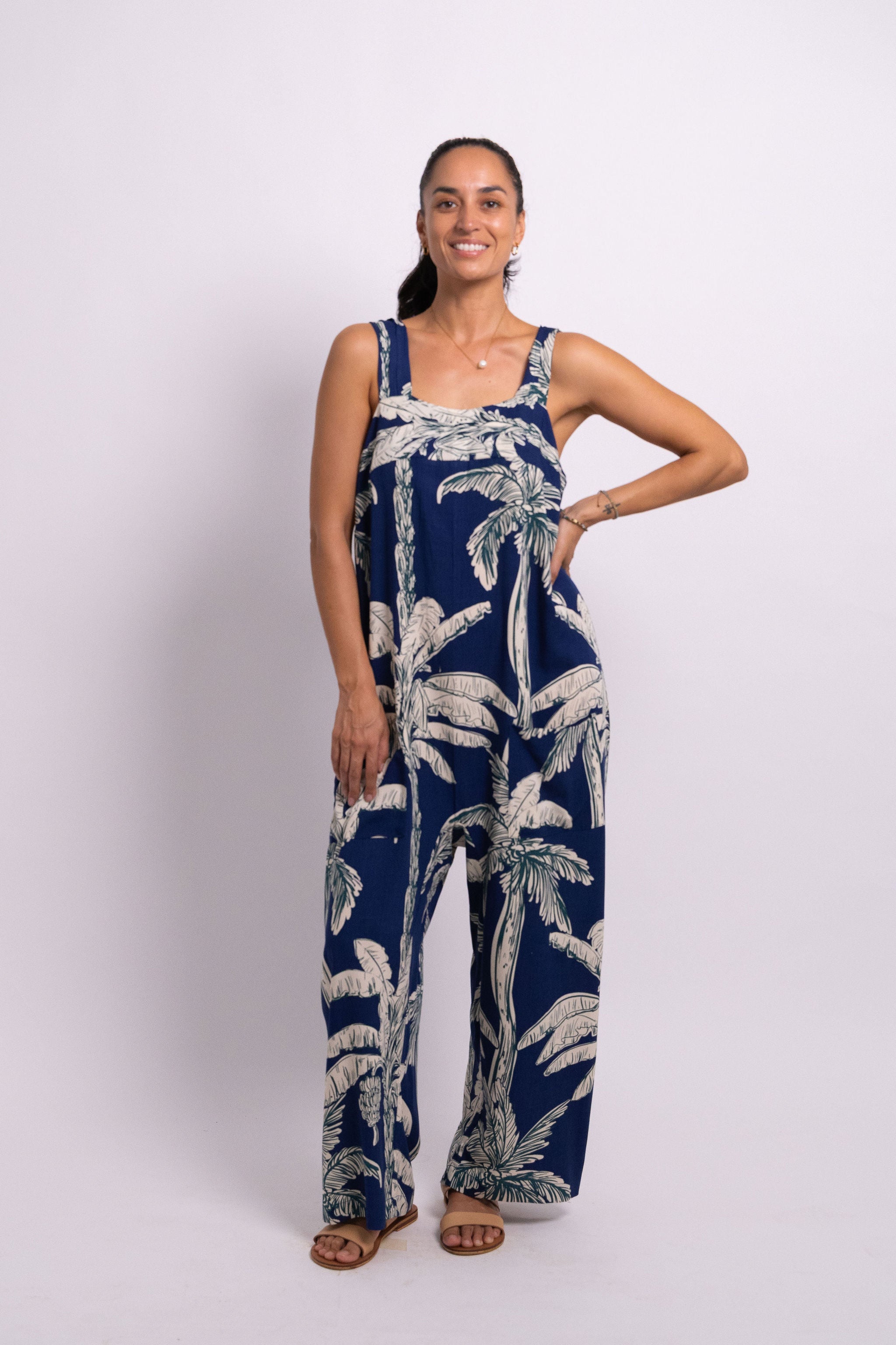 Navy Coco Palm Minar Jumpsuit