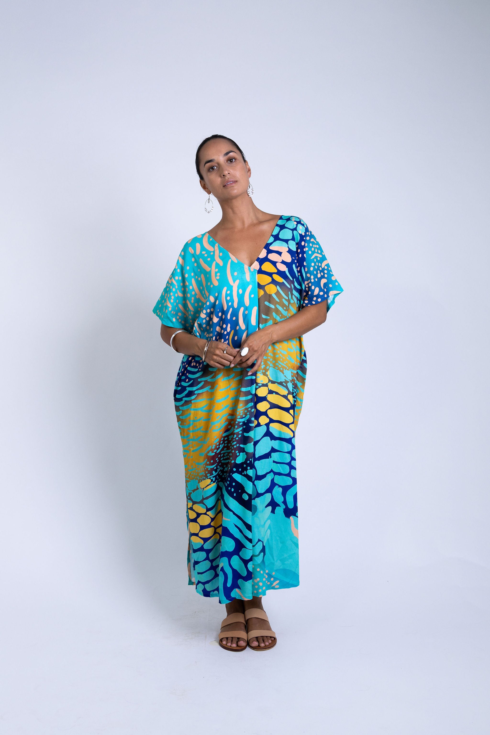 Indigo Parrot Fish Mana Kaftan