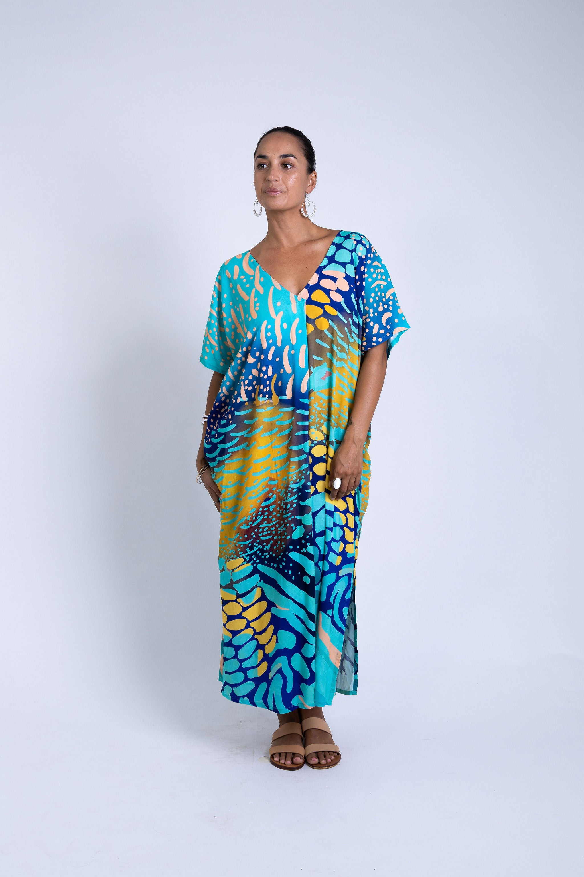 Indigo Parrot Fish Mana Kaftan