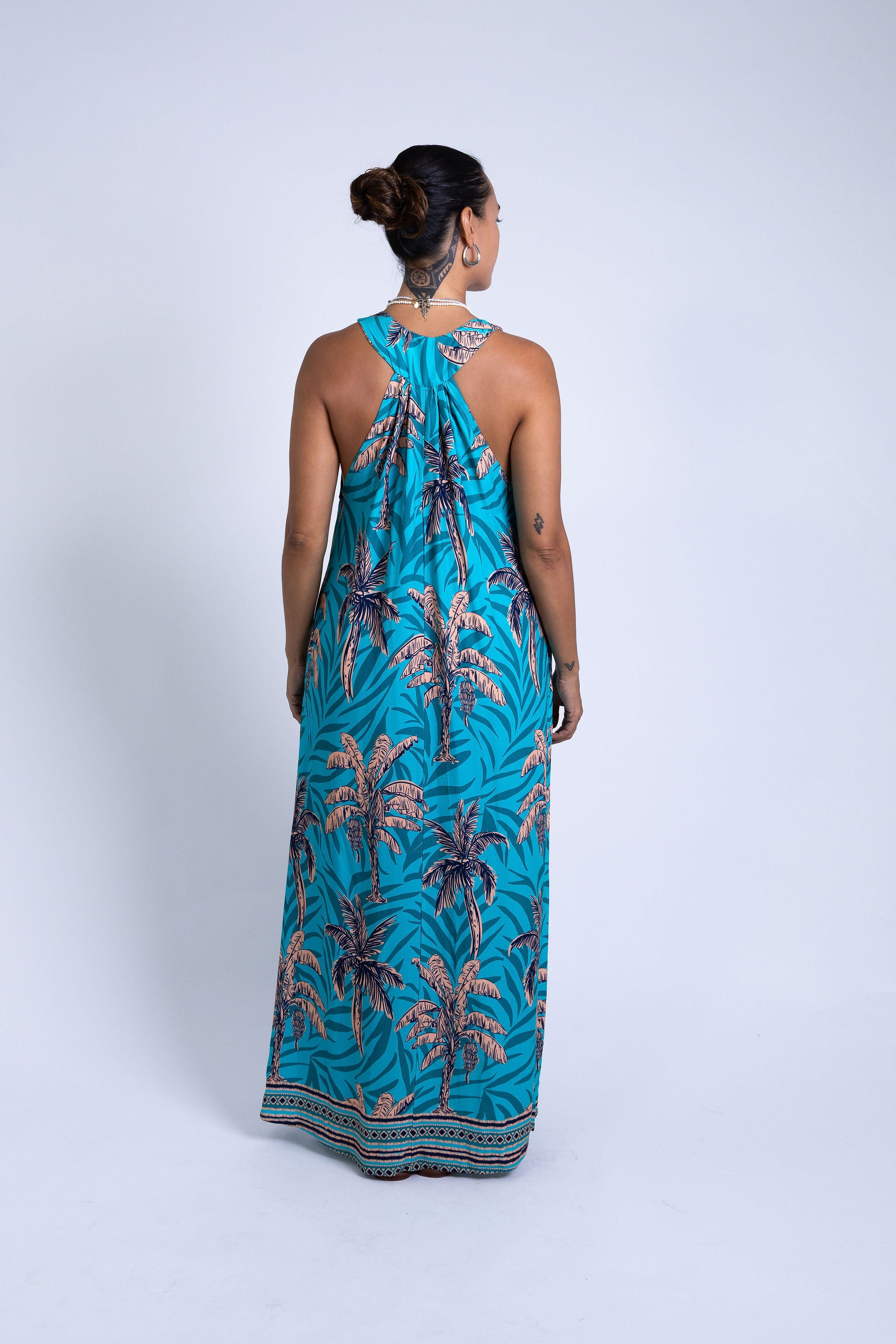 Teal Te Vene Tara Button Front Maxi Dress