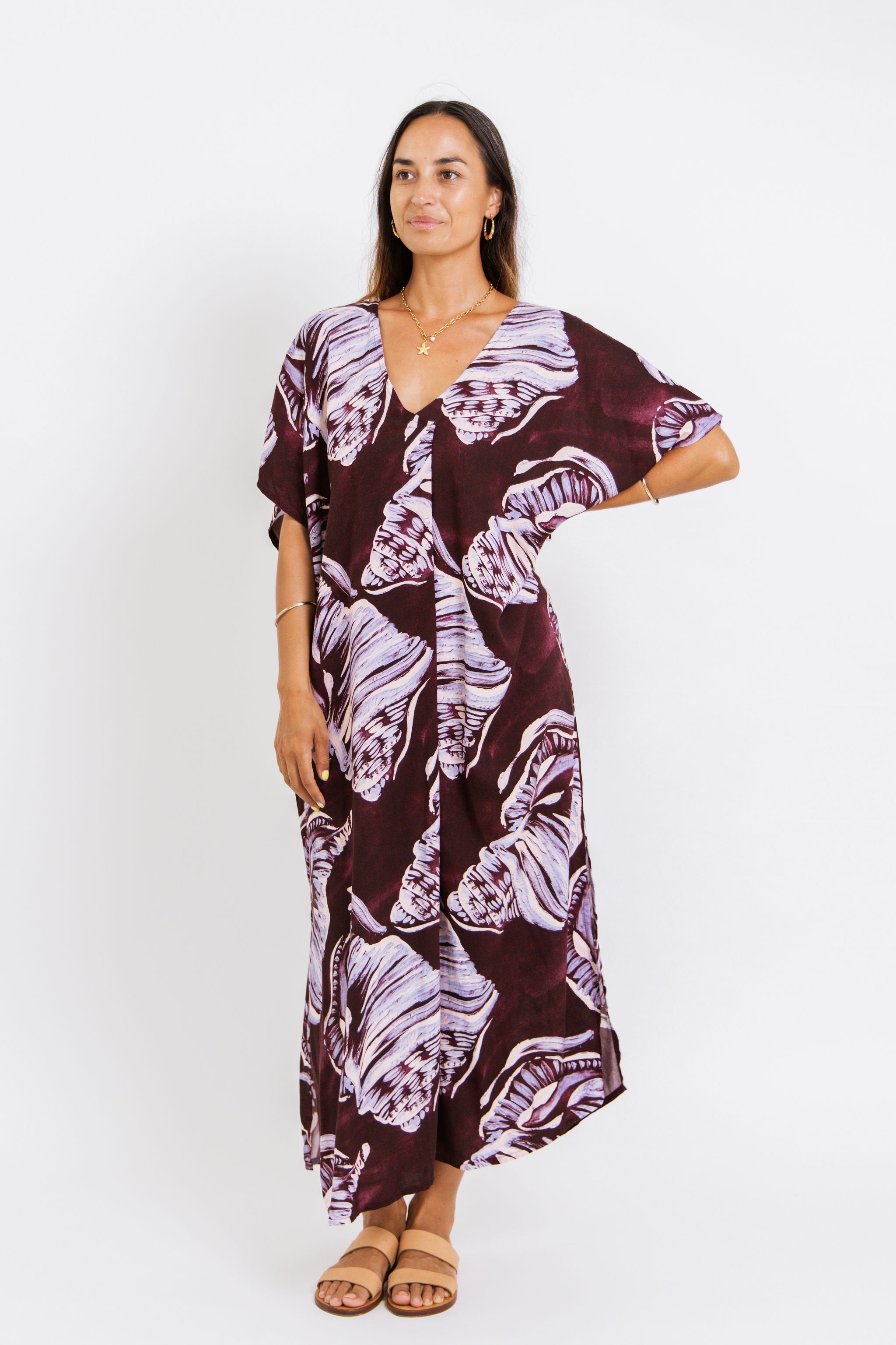 Burgundy Conch Shell Mana Kaftan
