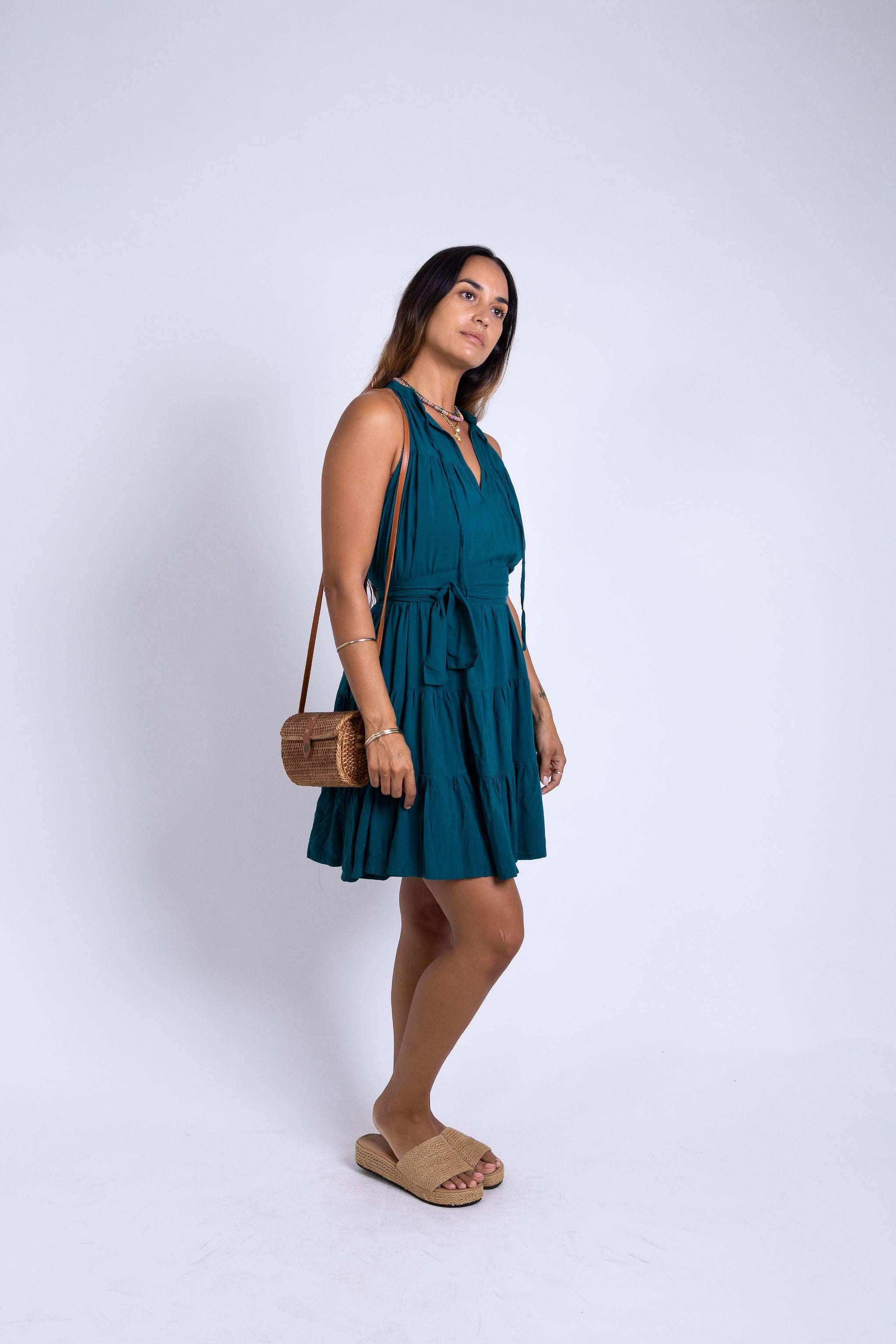 Ocean Green Light Weight Mini Dress