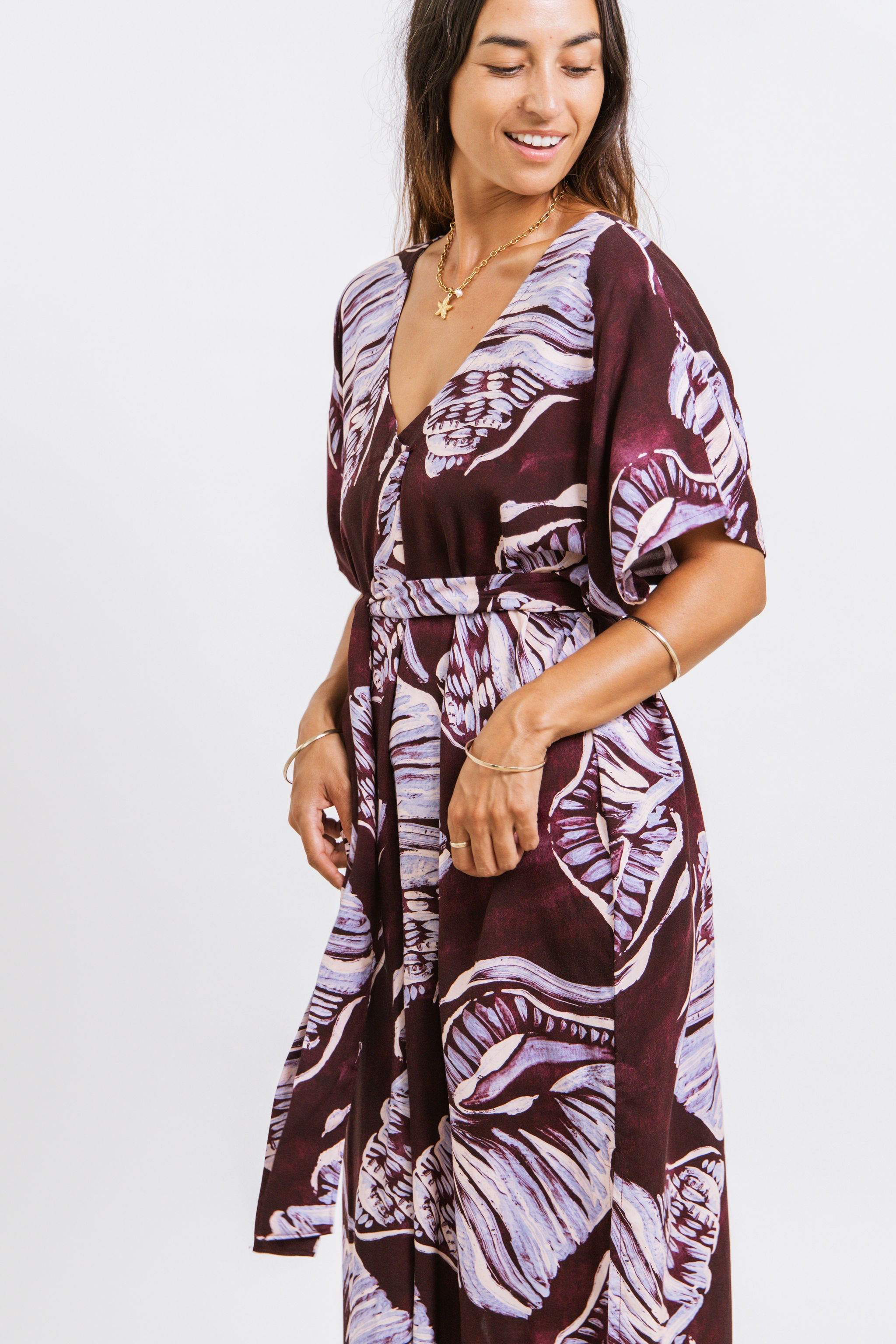 Burgundy Conch Shell Mana Kaftan